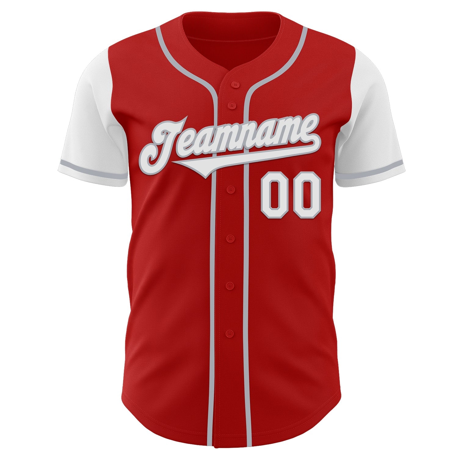 Custom Red White-Gray Authentic Two Tone Baseball Jersey view 2