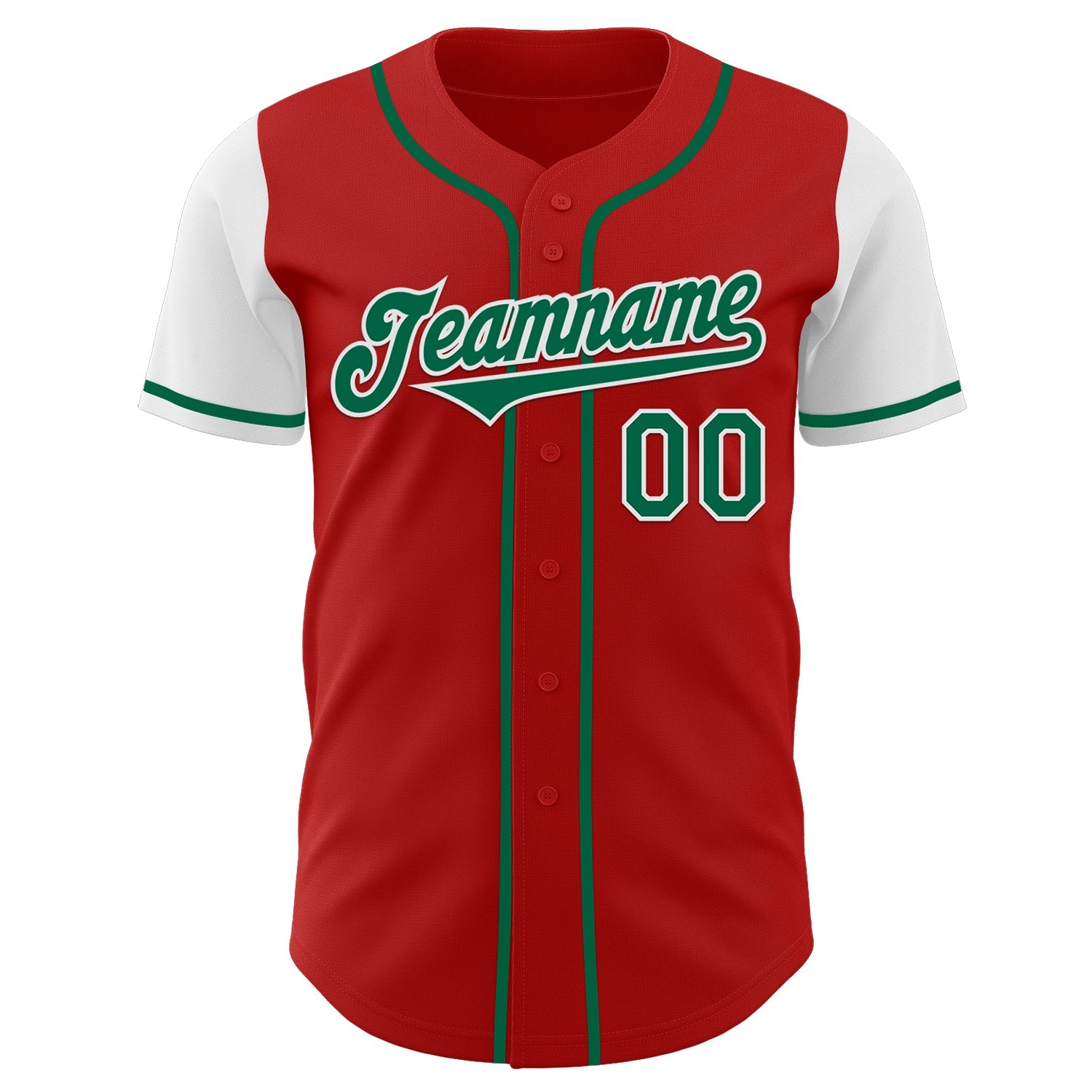 Custom Red Kelly Green-White Authentic Two Tone Baseball Jersey view 2