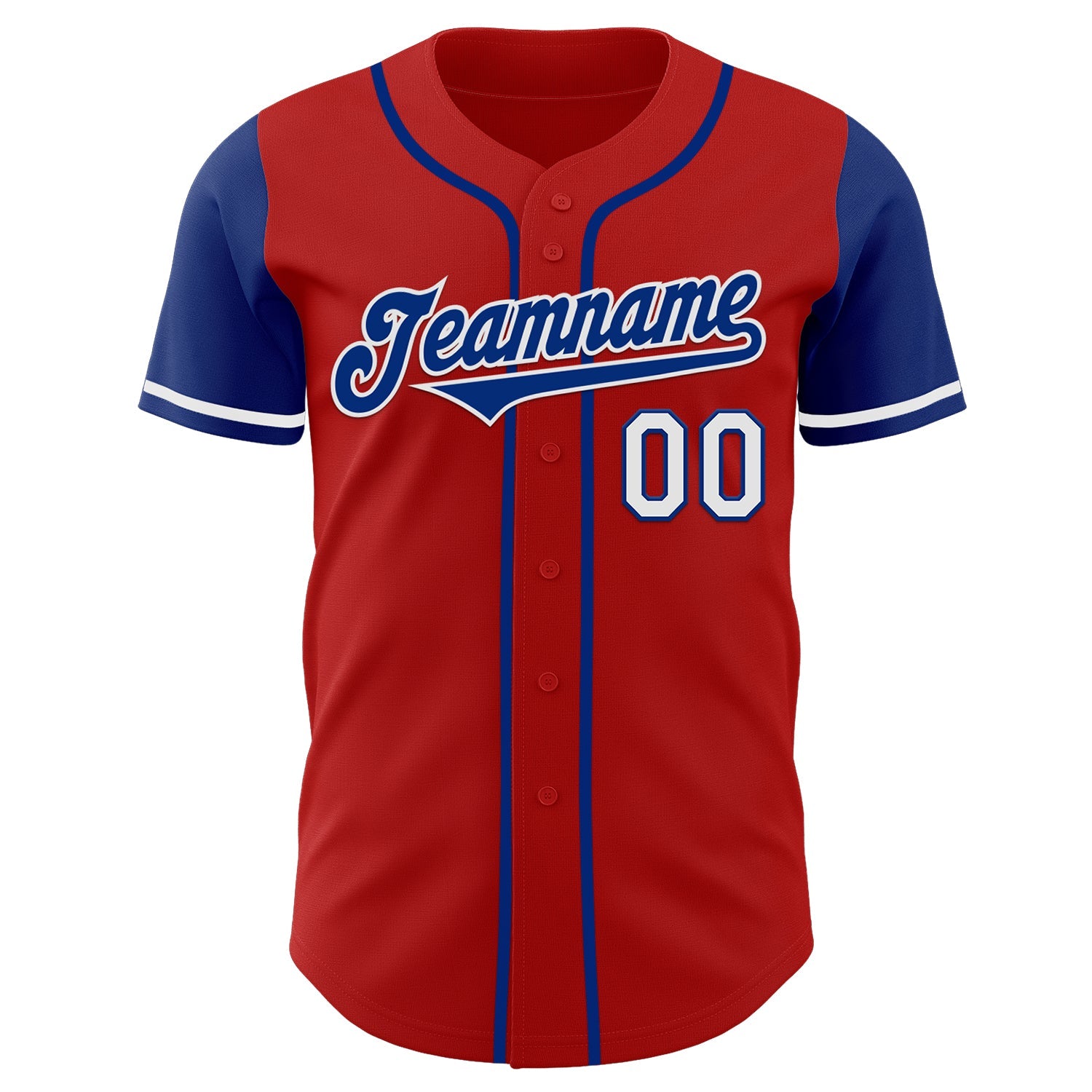 Custom Red Royal-White Authentic Two Tone Baseball Jersey view 2