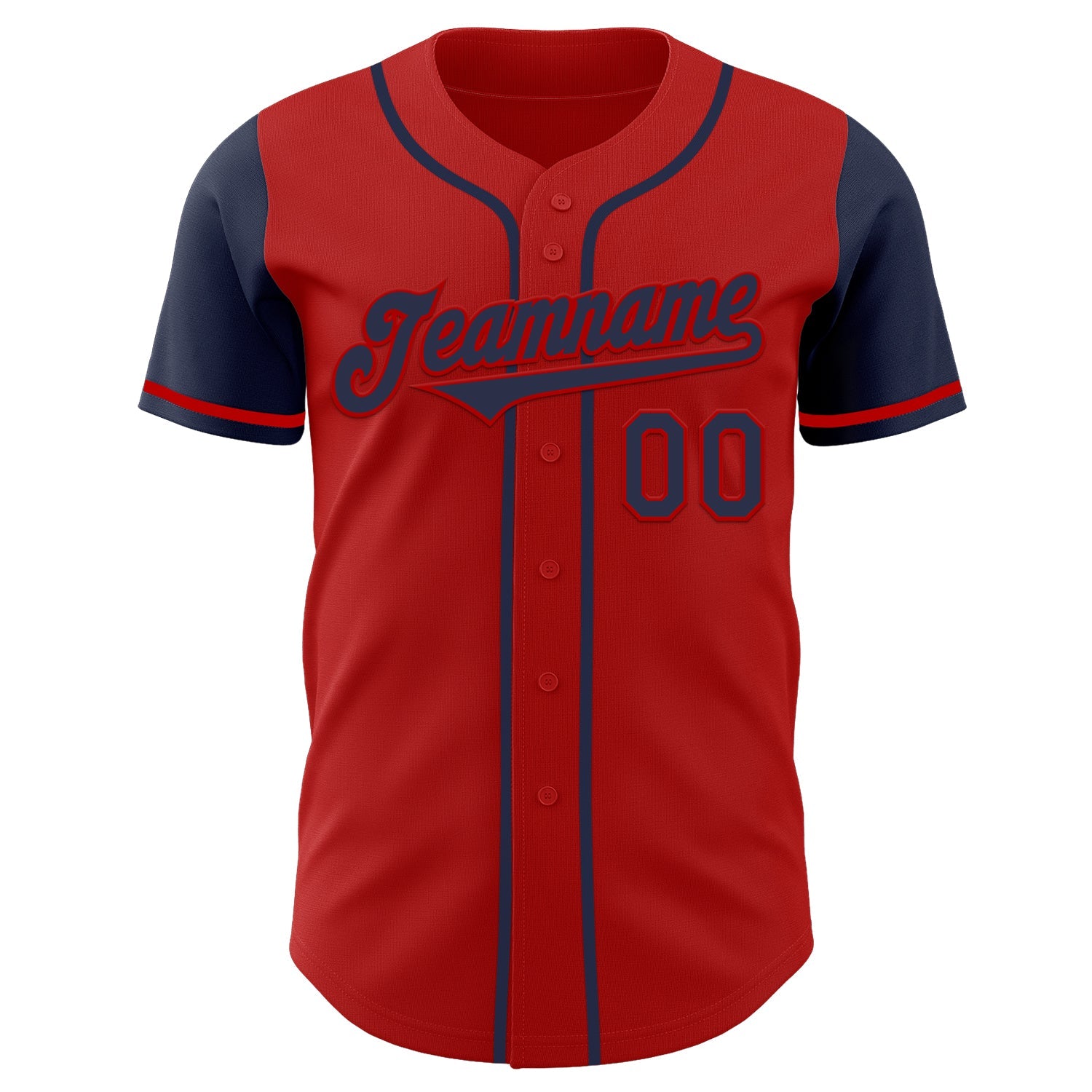 Custom Red Navy Authentic Two Tone Baseball Jersey view 2