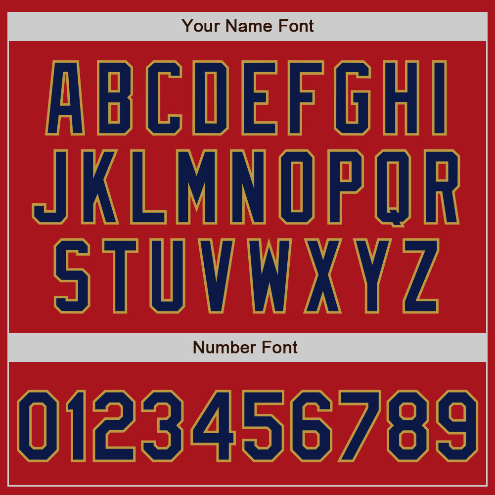 Custom Red Navy-Old Gold Authentic Two Tone Baseball Jersey view 5