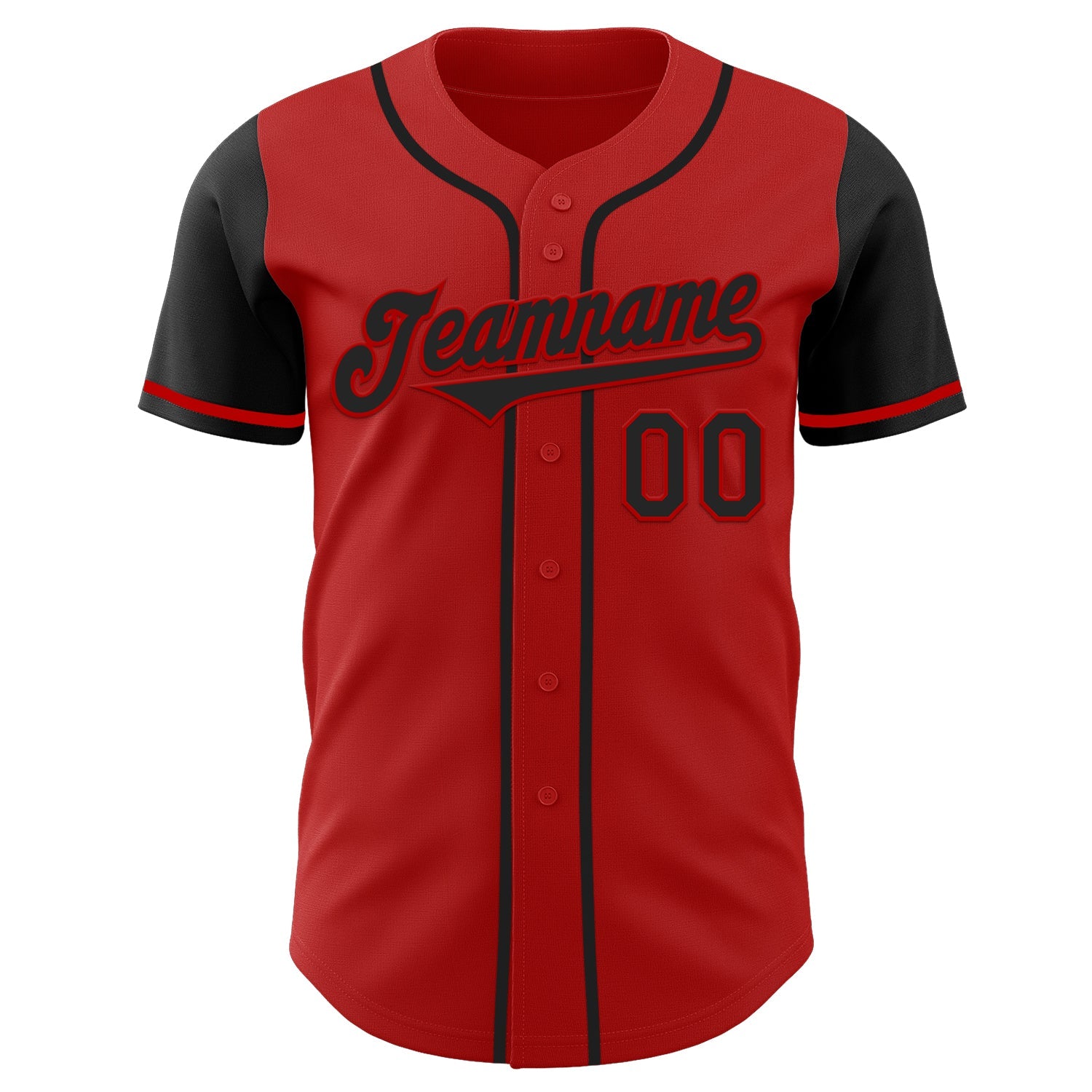 Custom Red Black Authentic Two Tone Baseball Jersey view 2