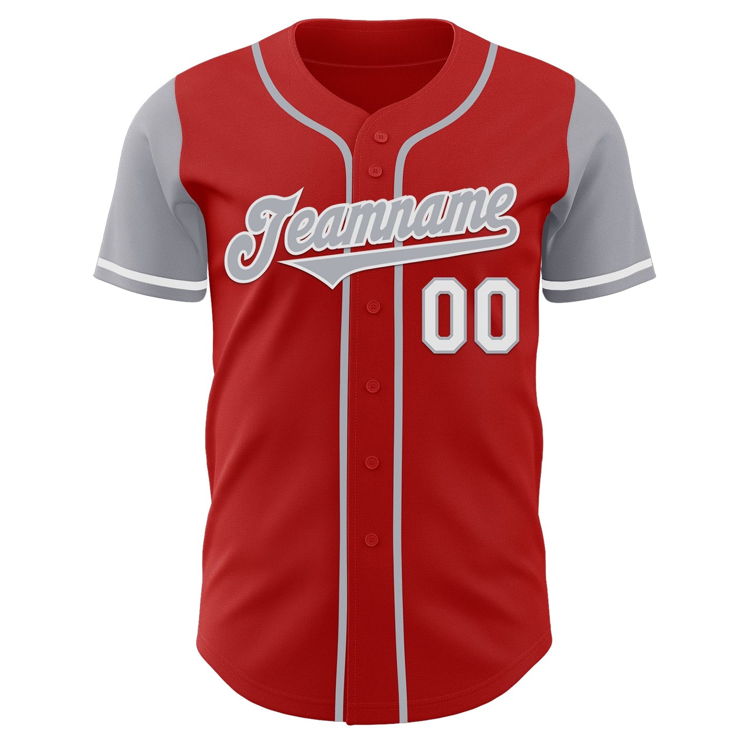 Custom Red Gray-White Authentic Two Tone Baseball Jersey view 2