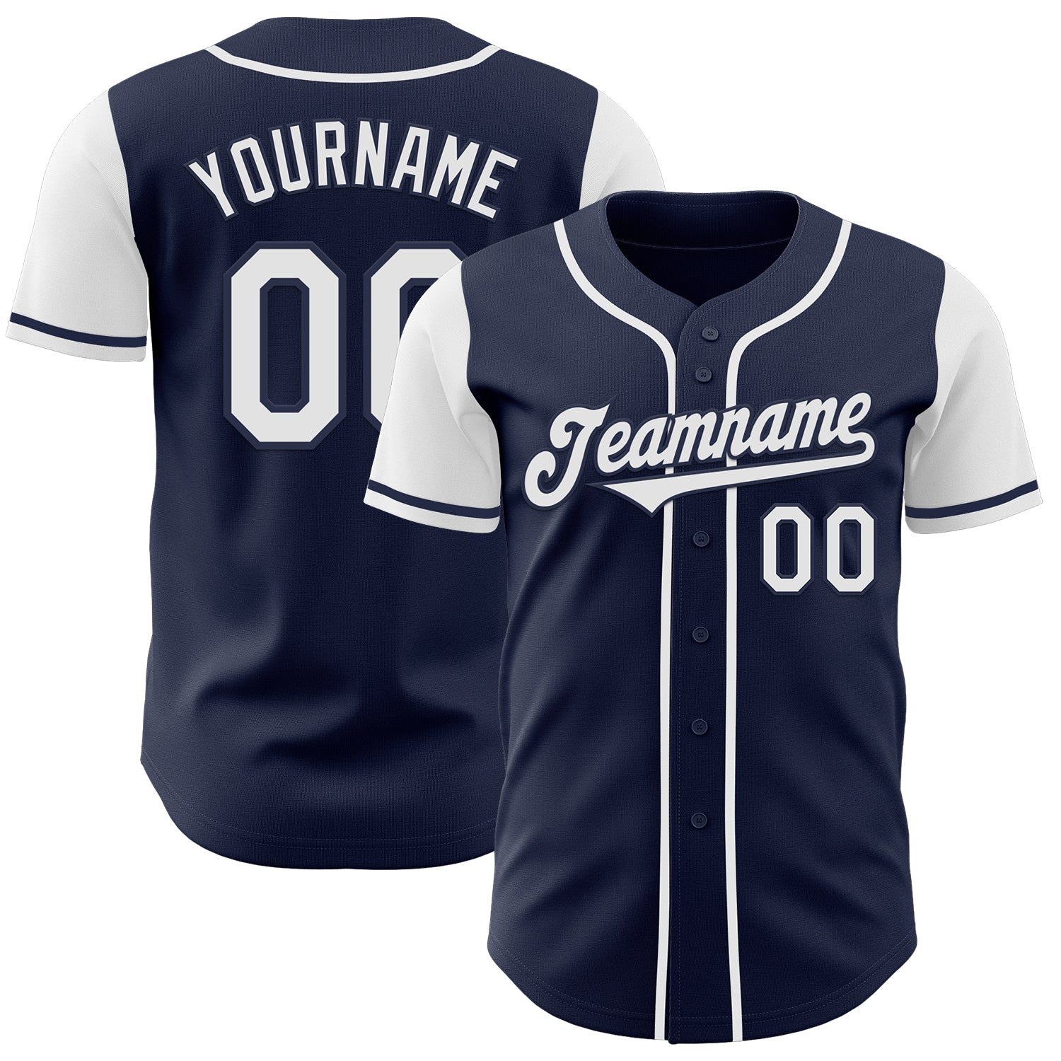 Custom Navy White Authentic Two Tone Baseball Jersey - Main View