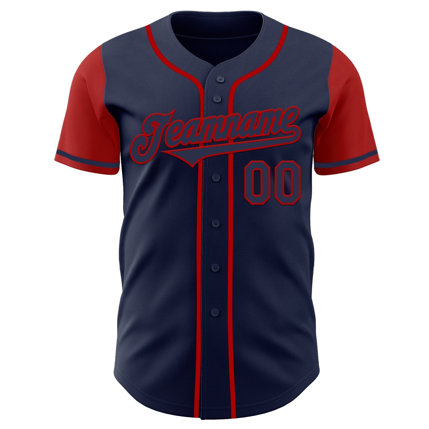 Custom Navy Red Authentic Two Tone Baseball Jersey view 2