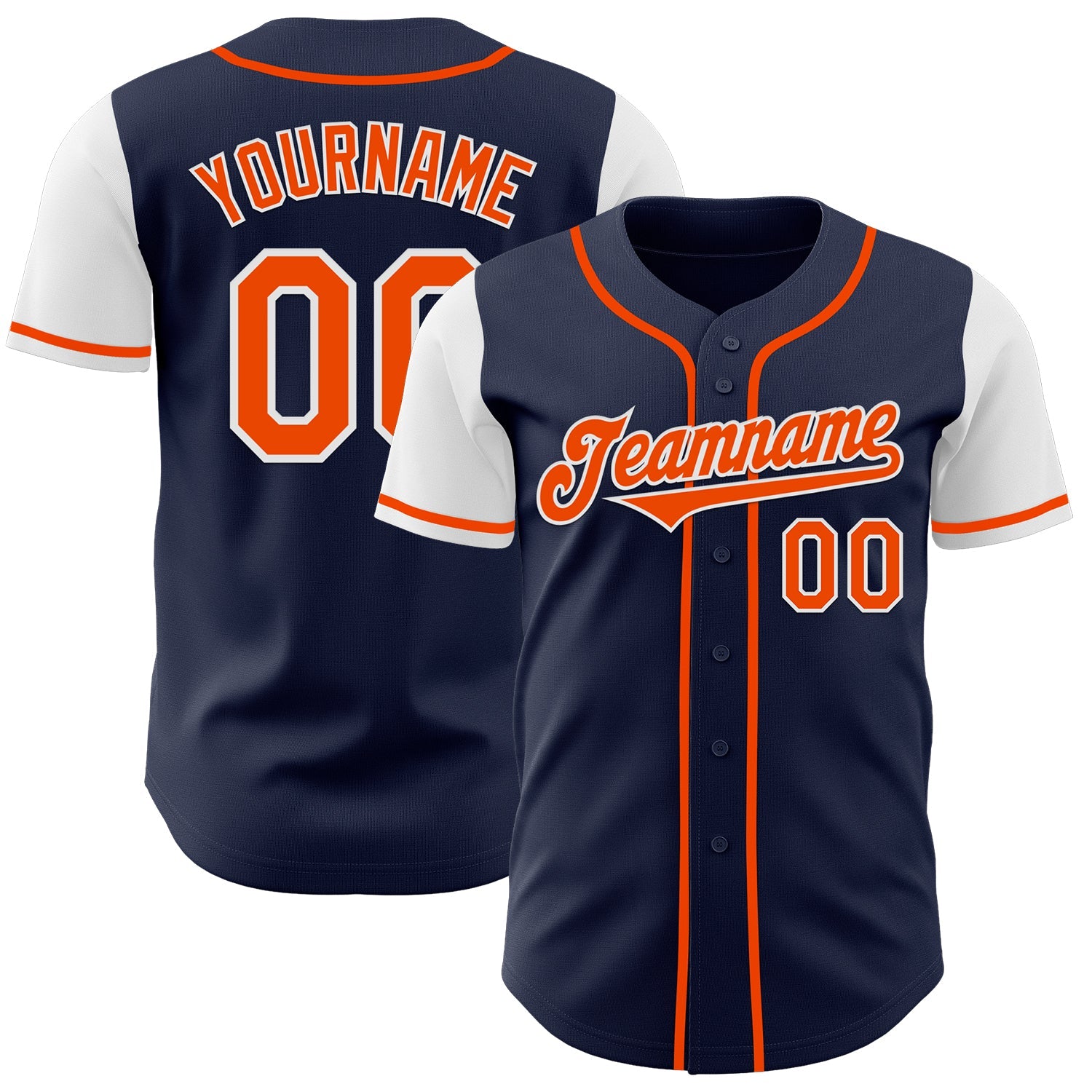 Custom Navy Orange-White Authentic Two Tone Baseball Jersey - Main View