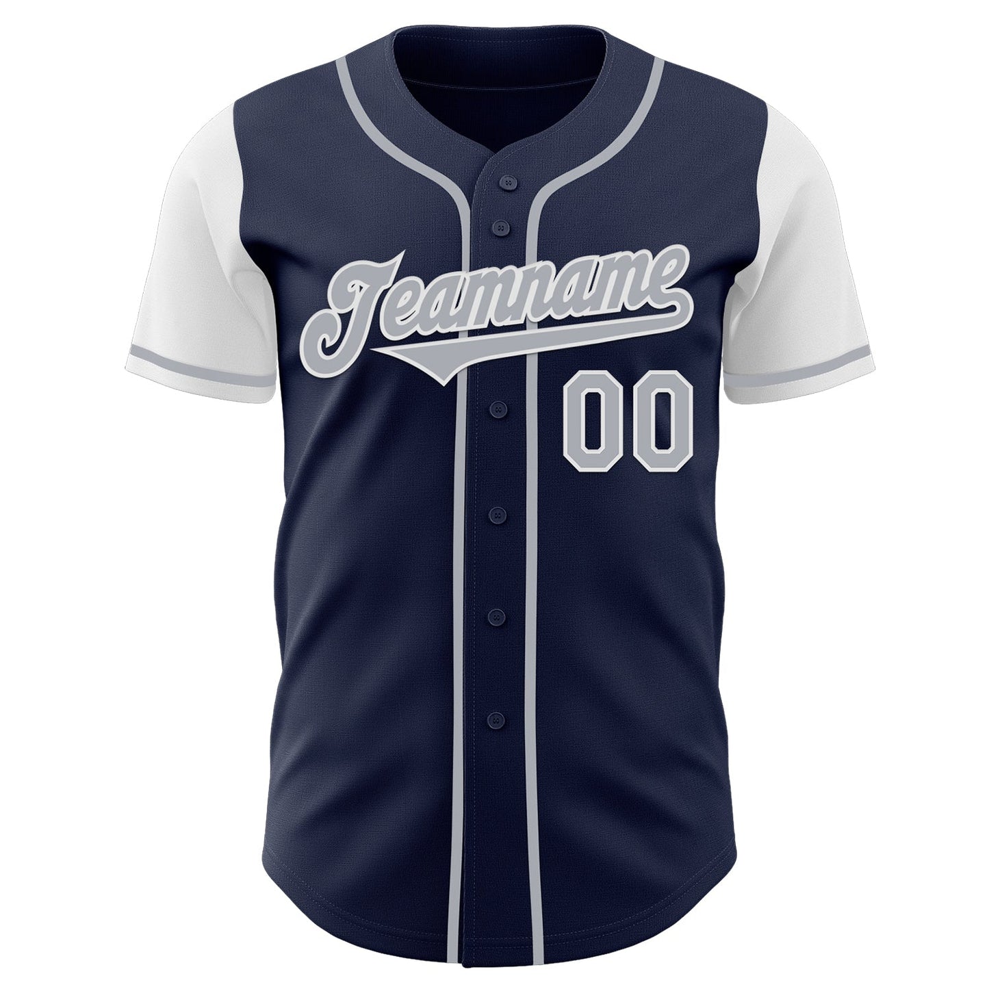Custom Navy Gray-White Authentic Two Tone Baseball Jersey view 2