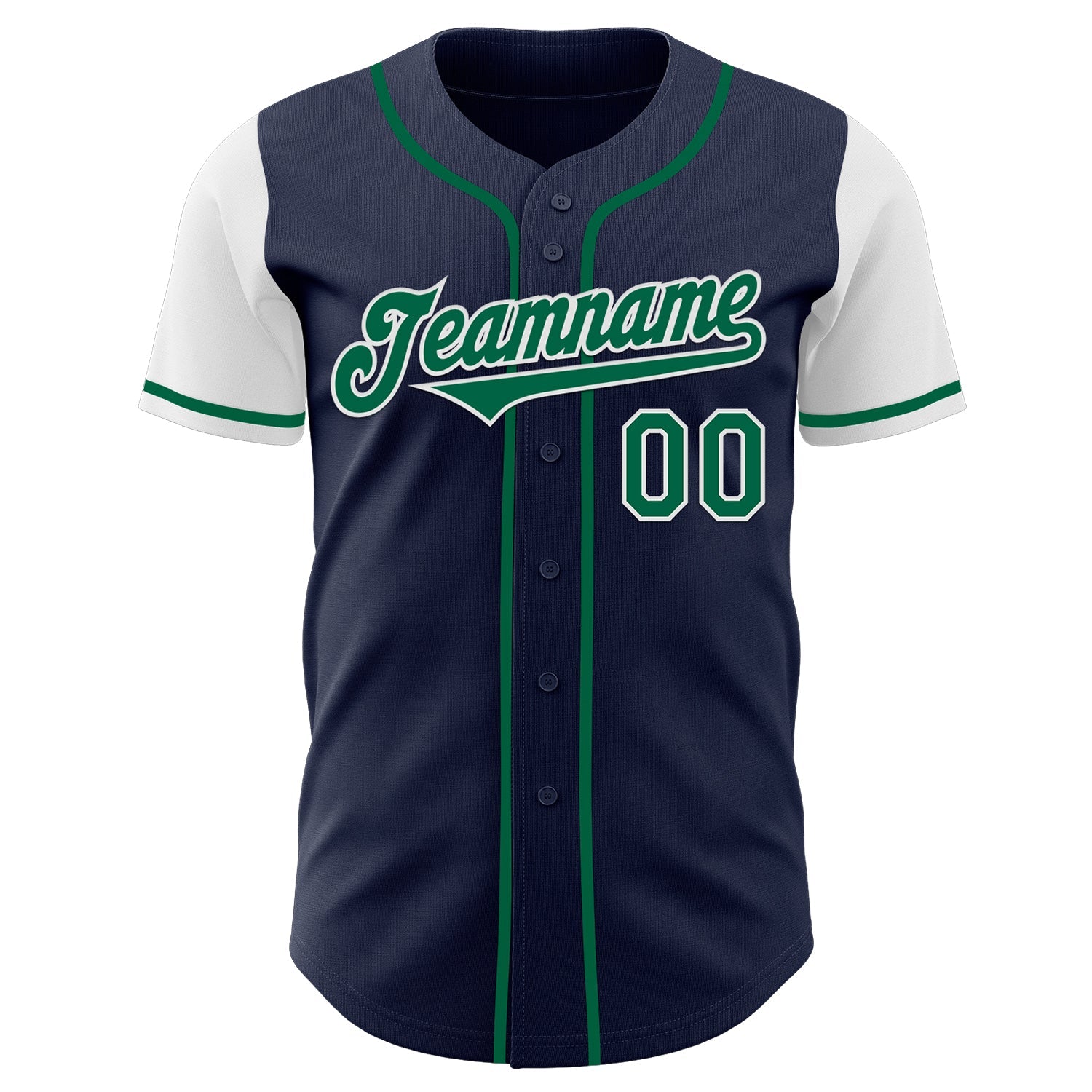 Custom Navy Kelly Green-White Authentic Two Tone Baseball Jersey view 2