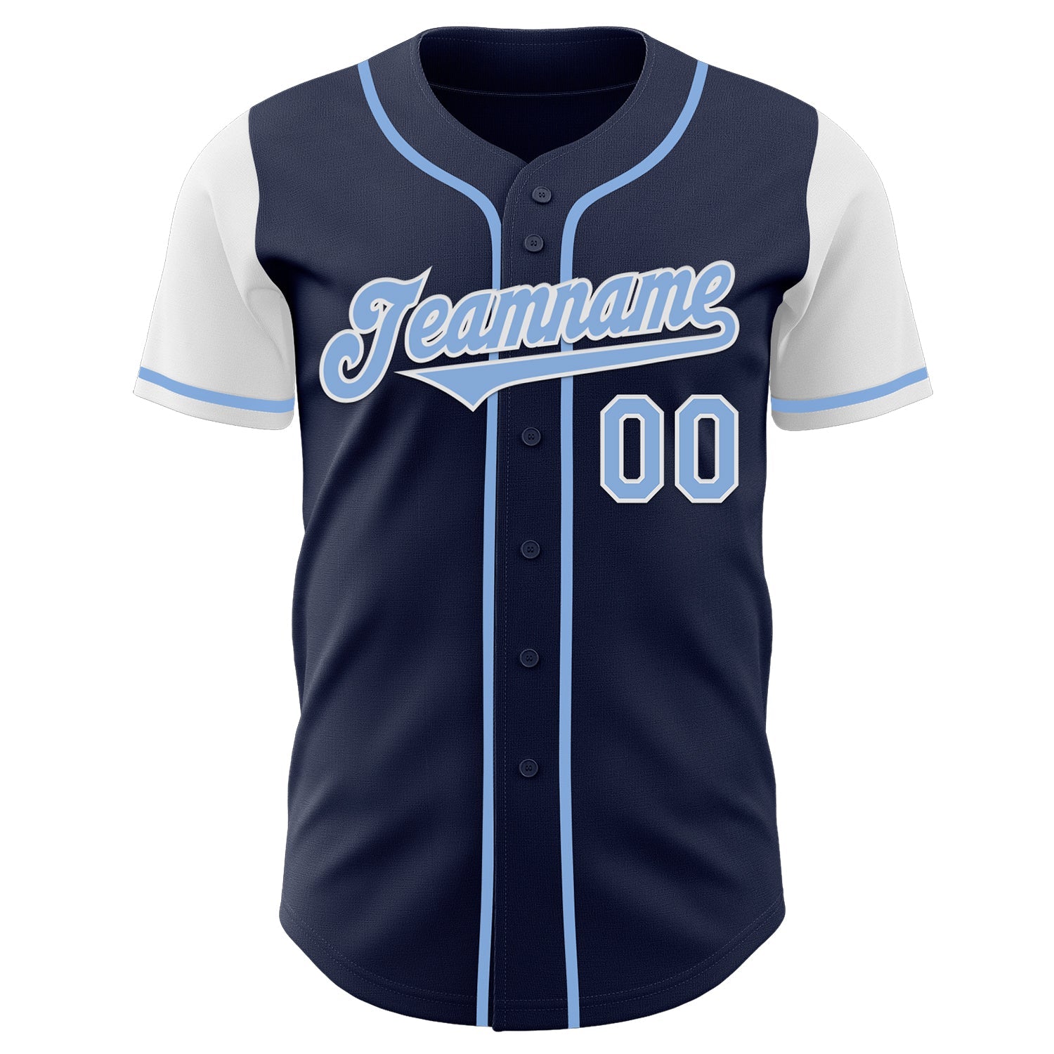 Custom Navy Light Blue-White Authentic Two Tone Baseball Jersey view 2