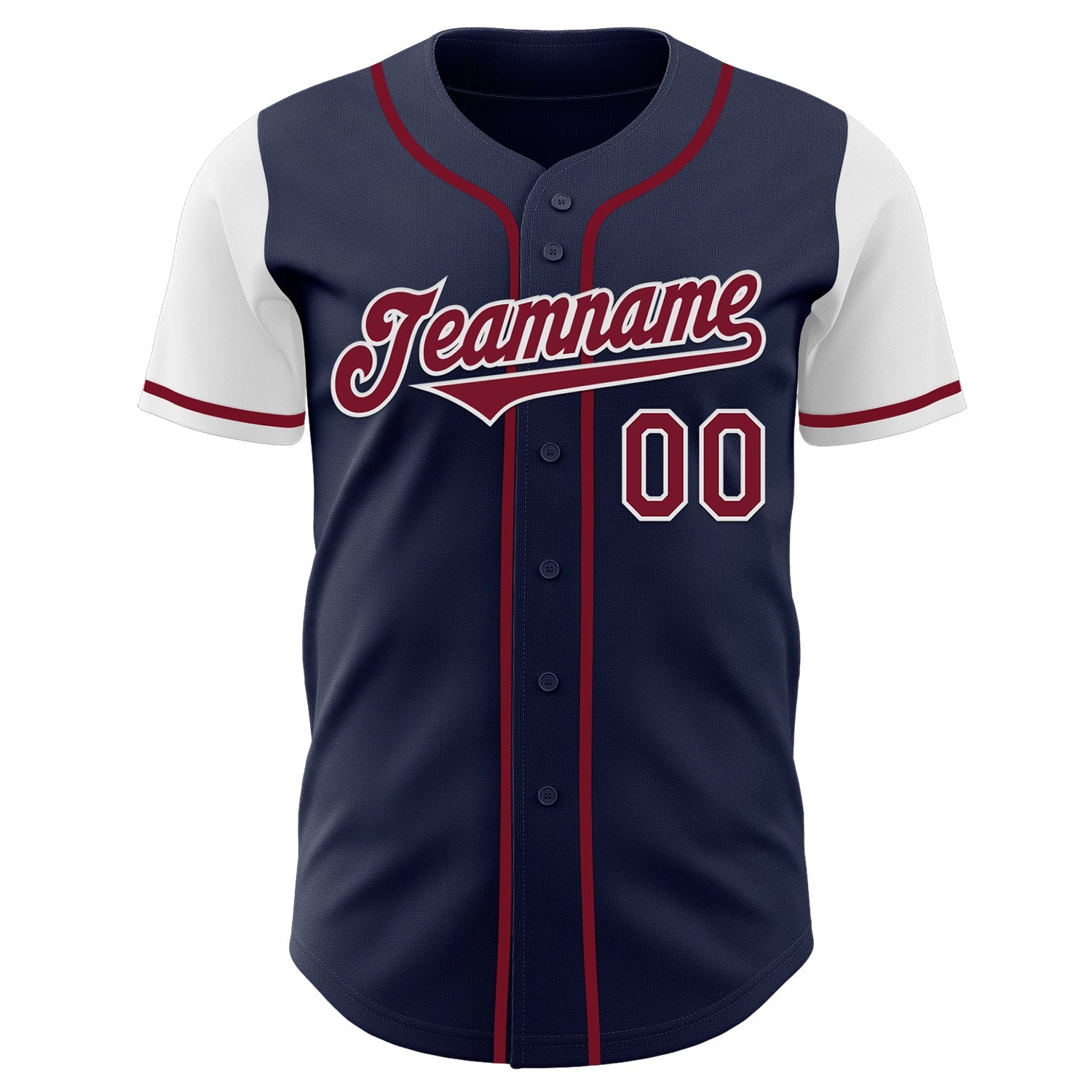 Custom Navy Crimson-White Authentic Two Tone Baseball Jersey view 2