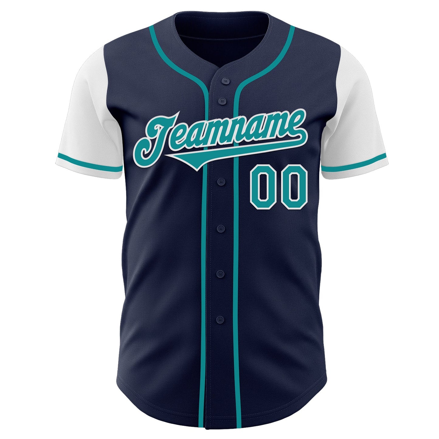 Custom Navy Teal-White Authentic Two Tone Baseball Jersey view 2