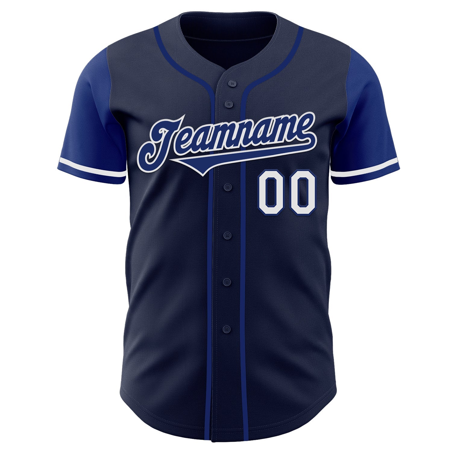 Custom Navy Royal-White Authentic Two Tone Baseball Jersey view 2