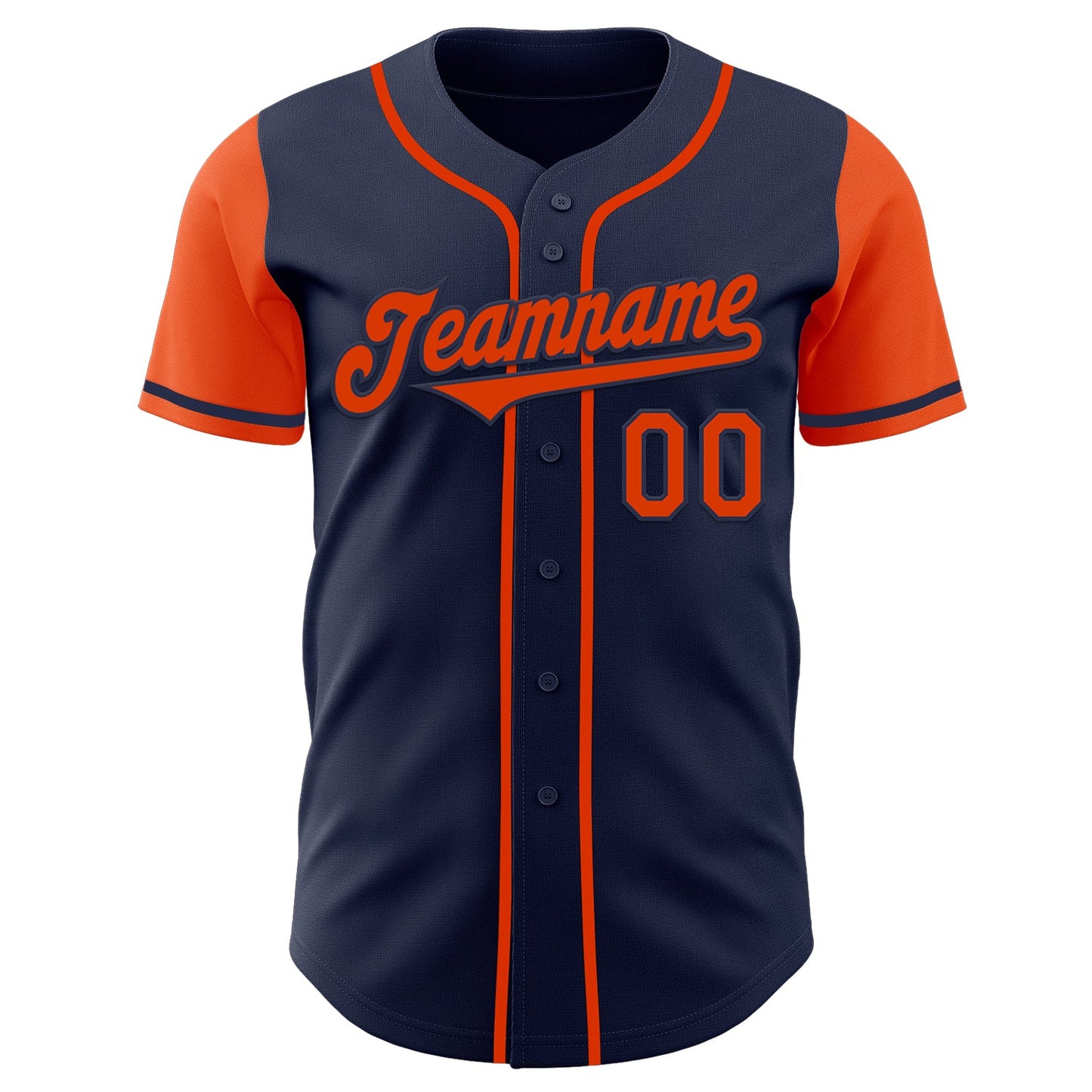 Custom Navy Orange Authentic Two Tone Baseball Jersey view 2