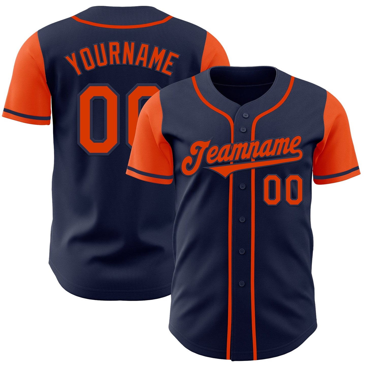 Custom Navy Orange Authentic Two Tone Baseball Jersey - Main View