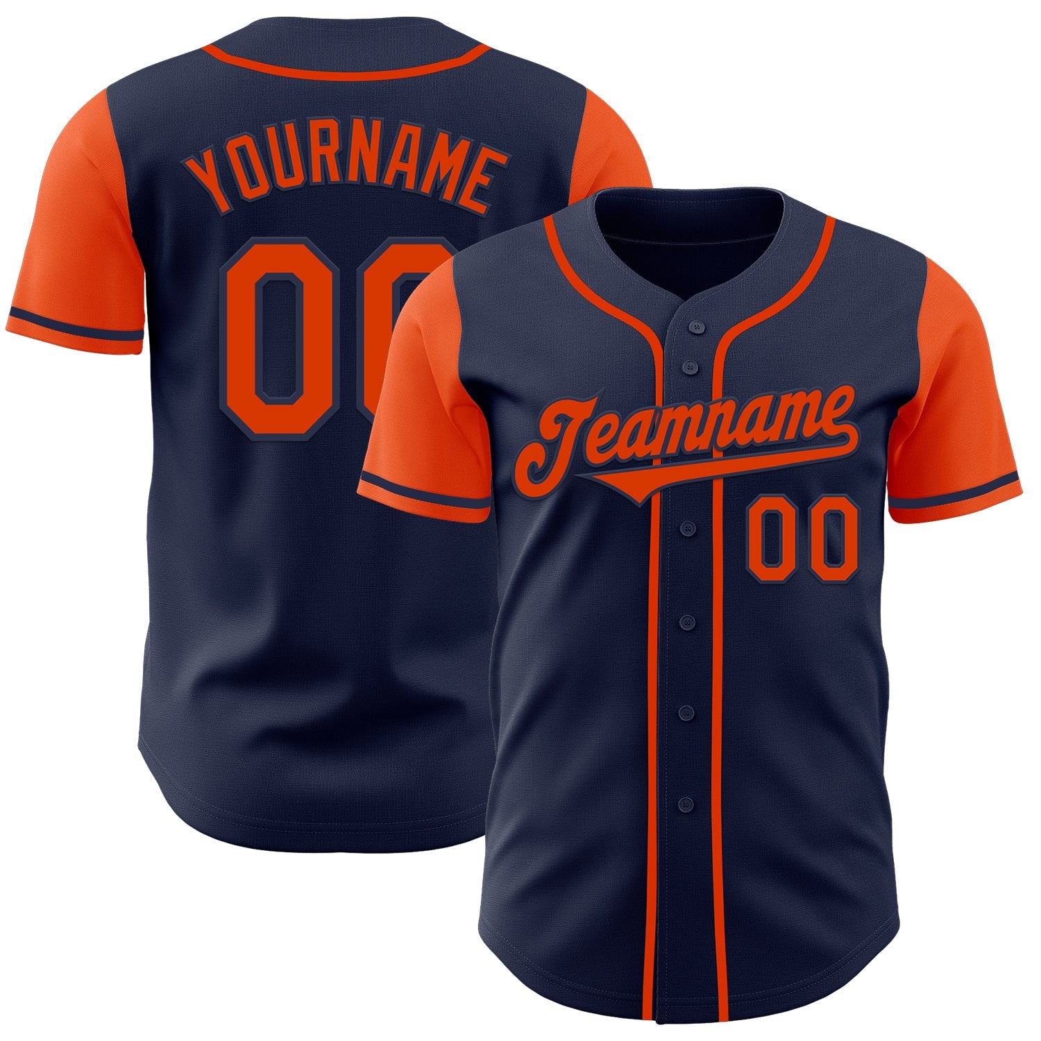 Custom Navy Orange Authentic Two Tone Baseball Jersey - Main View