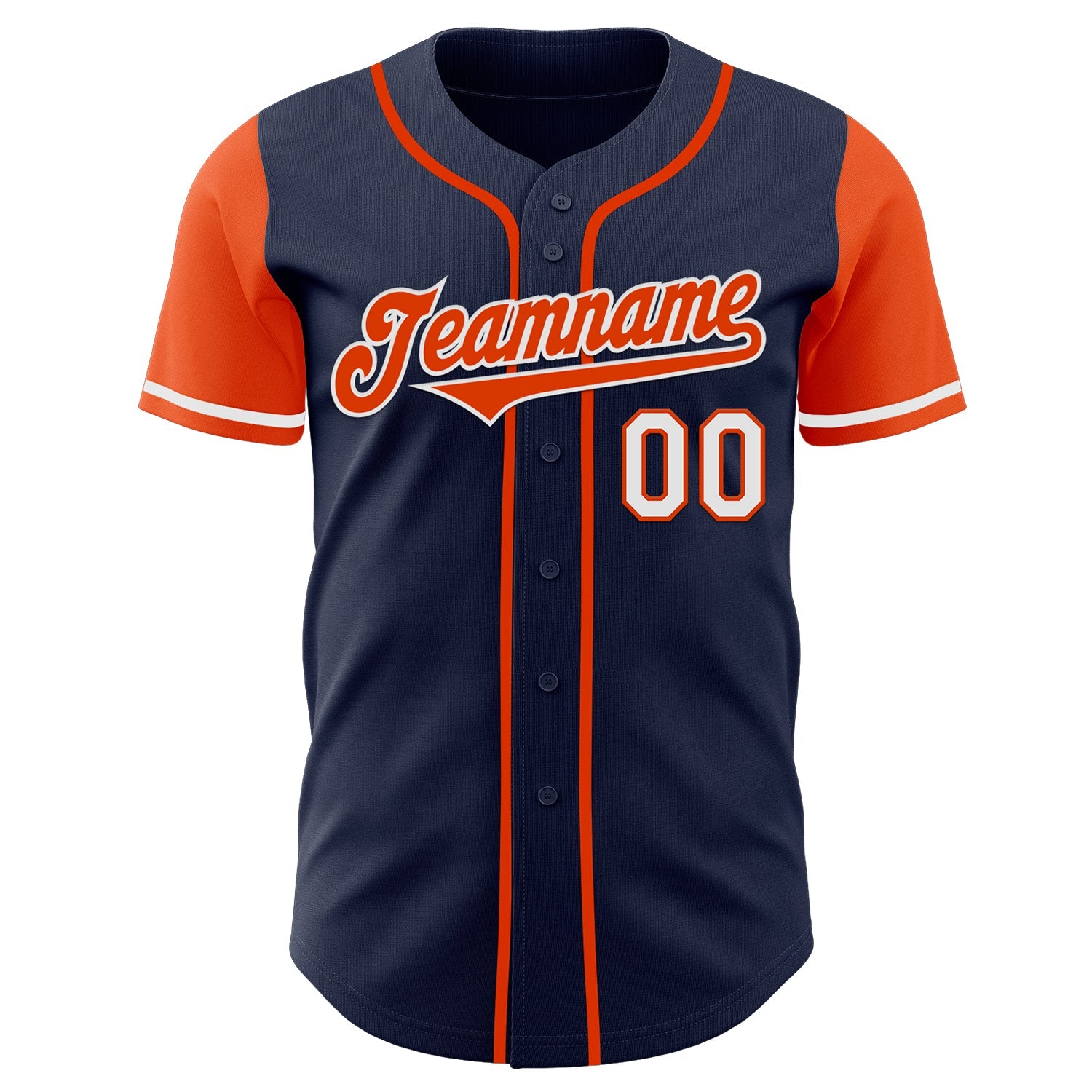 Custom Navy Orange-White Authentic Two Tone Baseball Jersey view 2