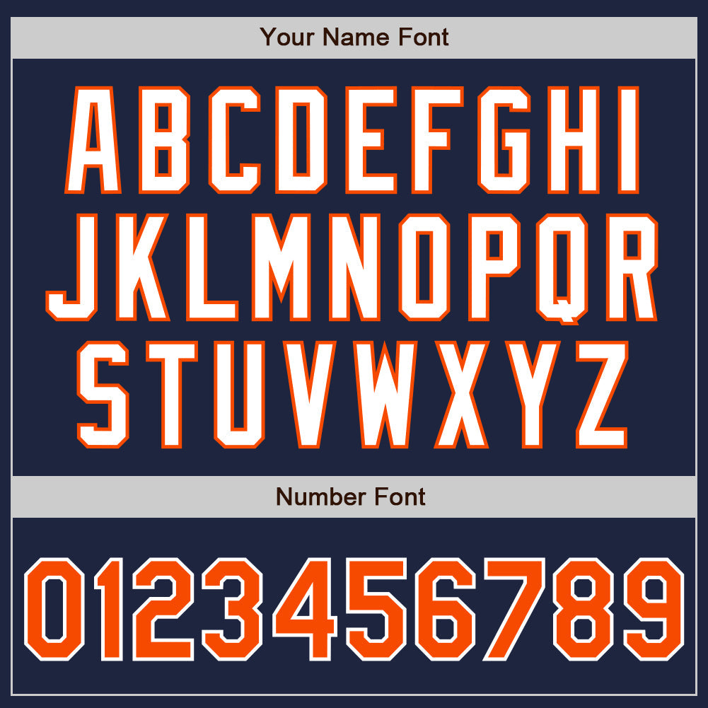 Custom Navy Orange-White Authentic Two Tone Baseball Jersey view 5