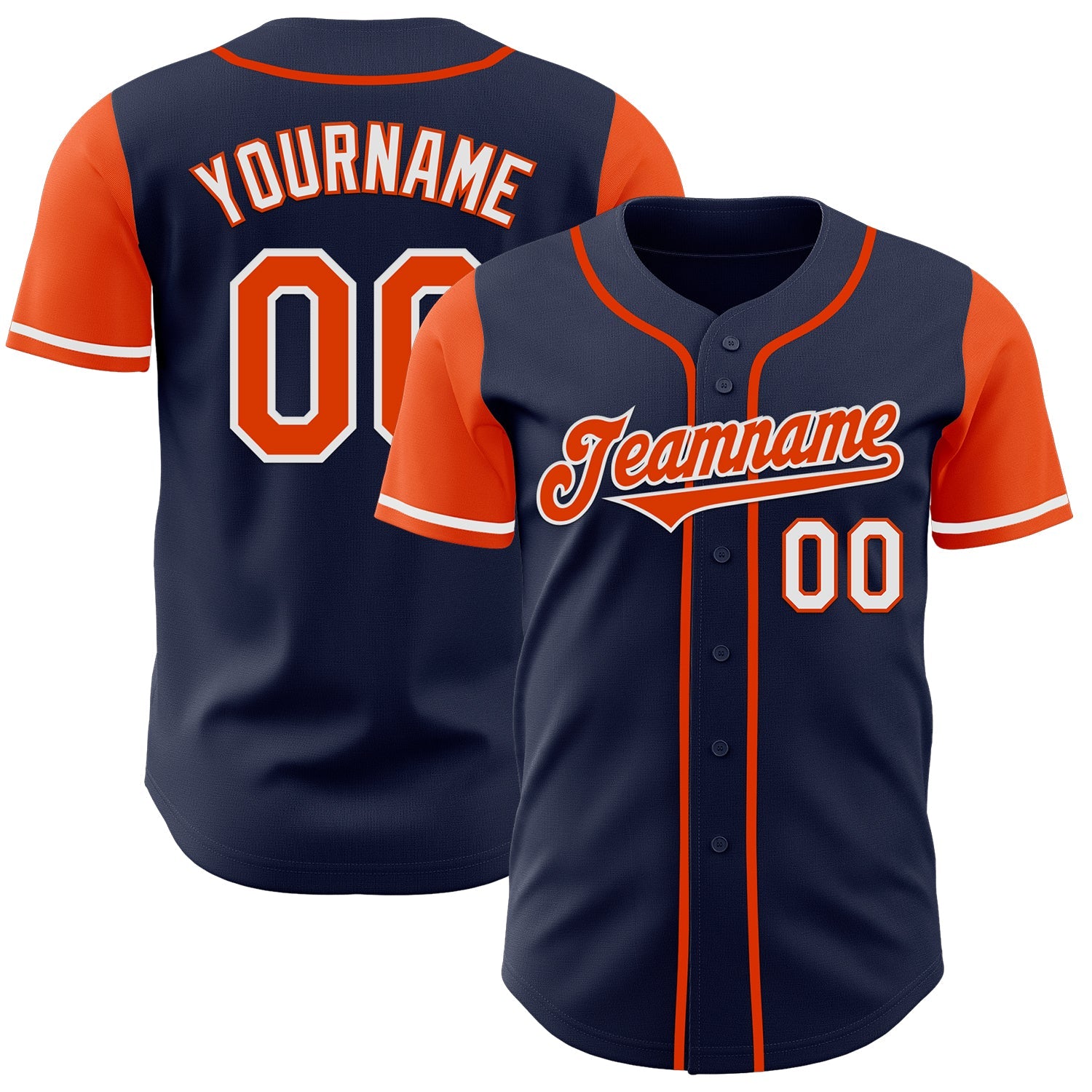 Custom Navy Orange-White Authentic Two Tone Baseball Jersey - Main View
