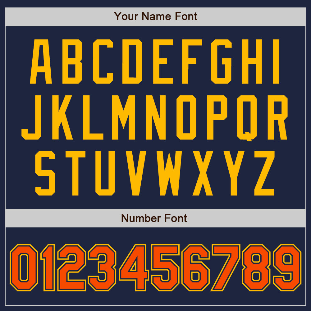 Custom Navy Orange-Gold Authentic Two Tone Baseball Jersey view 5