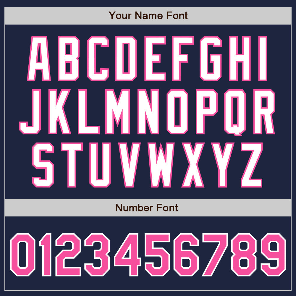 Custom Navy Pink-White Authentic Two Tone Baseball Jersey view 5
