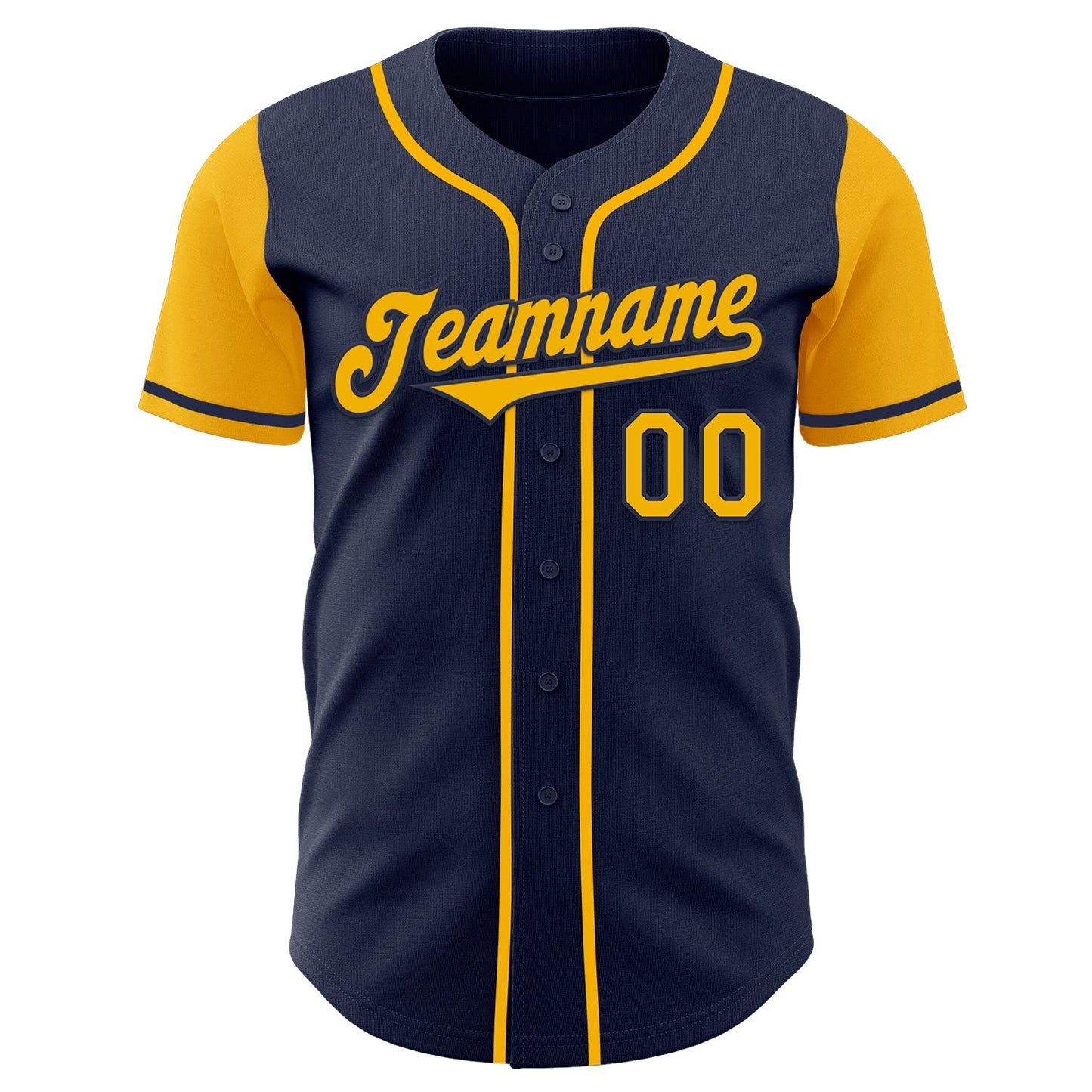 Custom Navy Gold Authentic Two Tone Baseball Jersey view 2