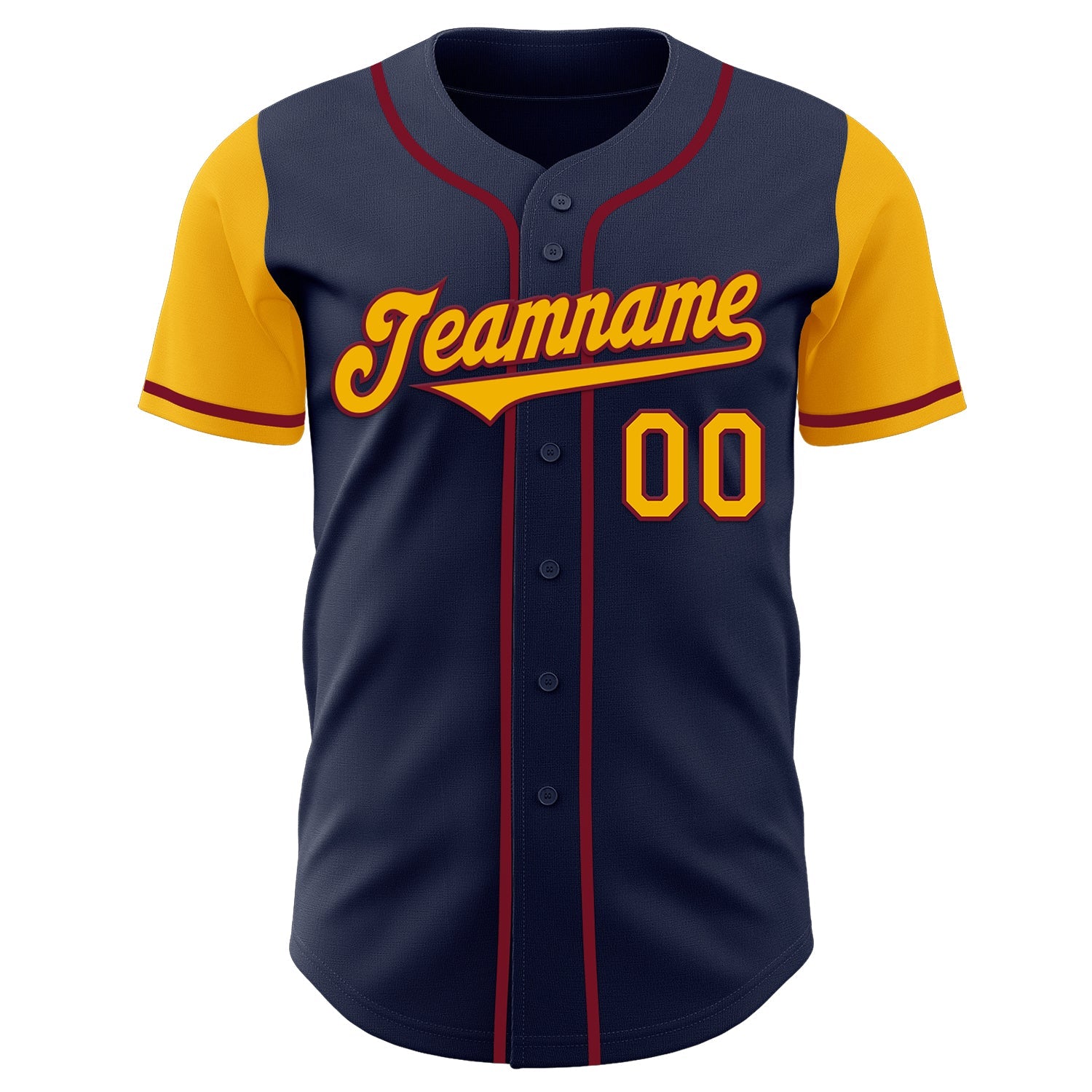 Custom Navy Gold-Crimson Authentic Two Tone Baseball Jersey view 2