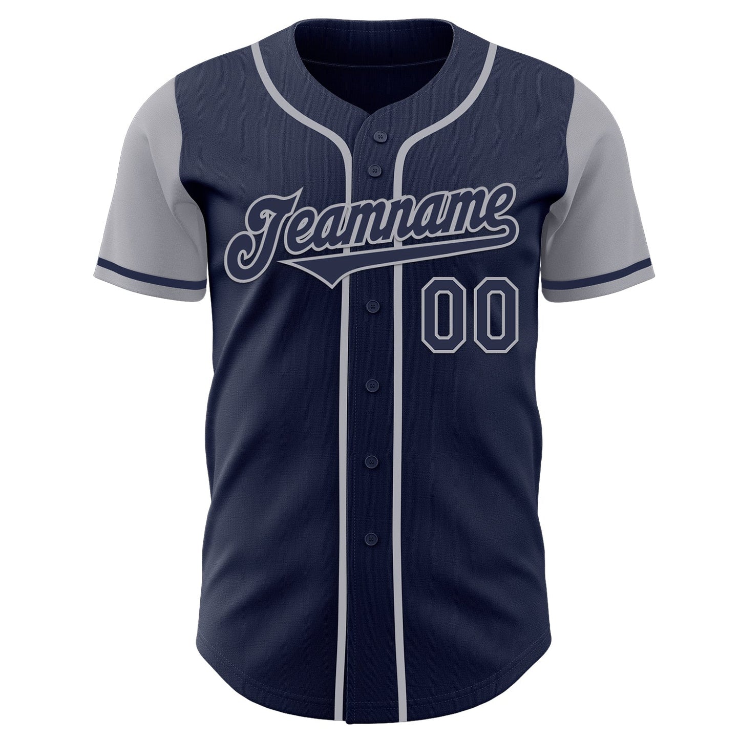 Custom Navy Gray Authentic Two Tone Baseball Jersey view 2