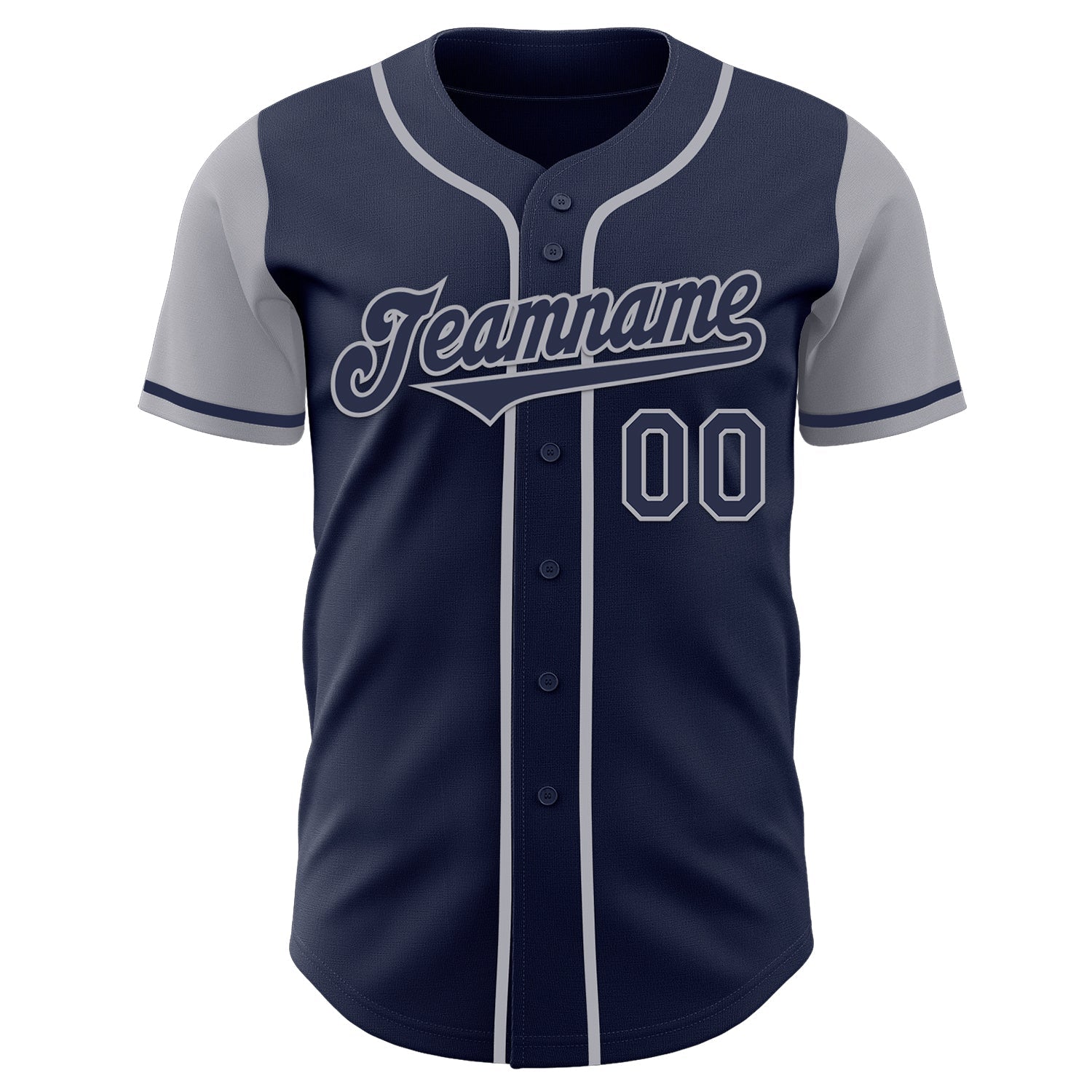 Custom Navy Gray Authentic Two Tone Baseball Jersey view 2