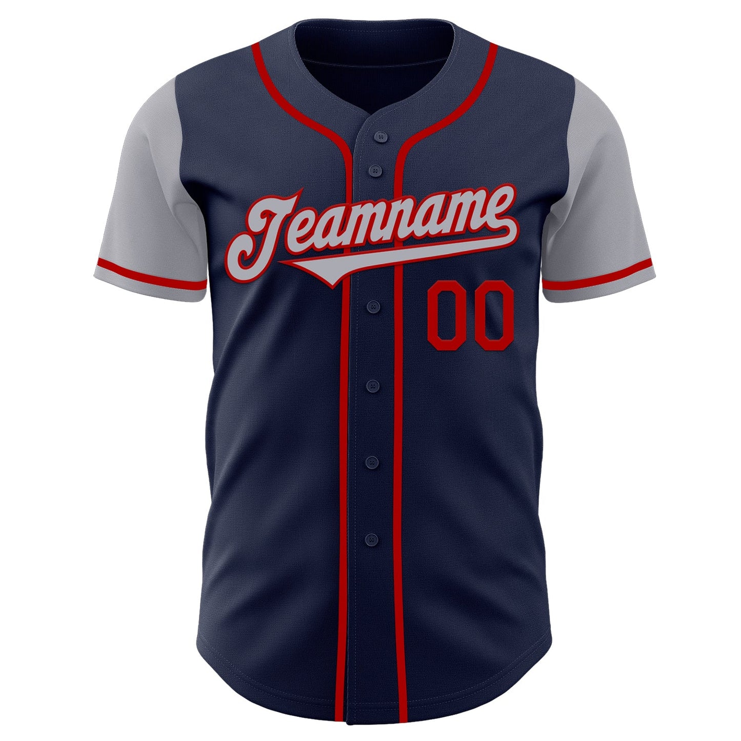 Custom Navy Gray-Red Authentic Two Tone Baseball Jersey view 2