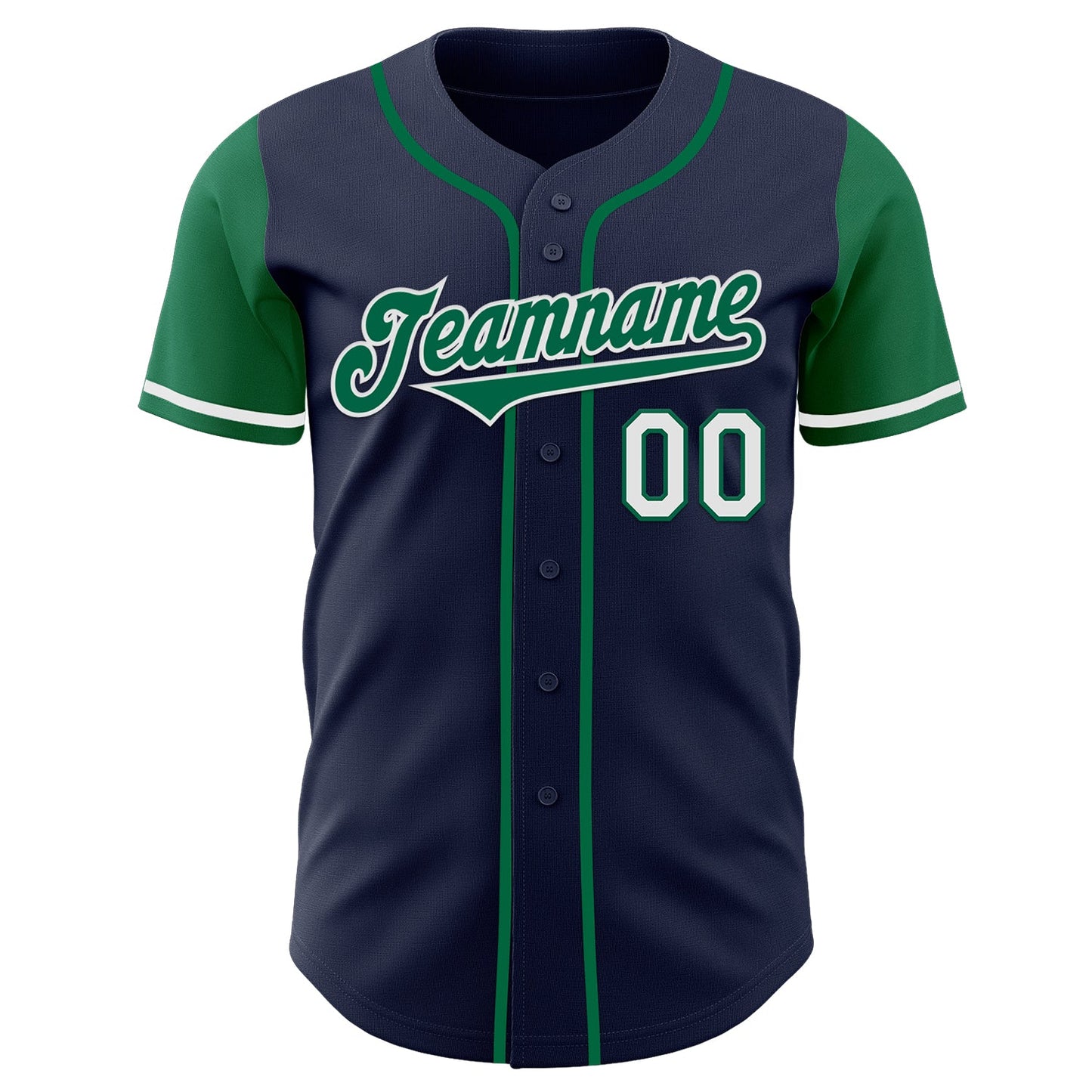 Custom Navy Kelly Green-White Authentic Two Tone Baseball Jersey view 2