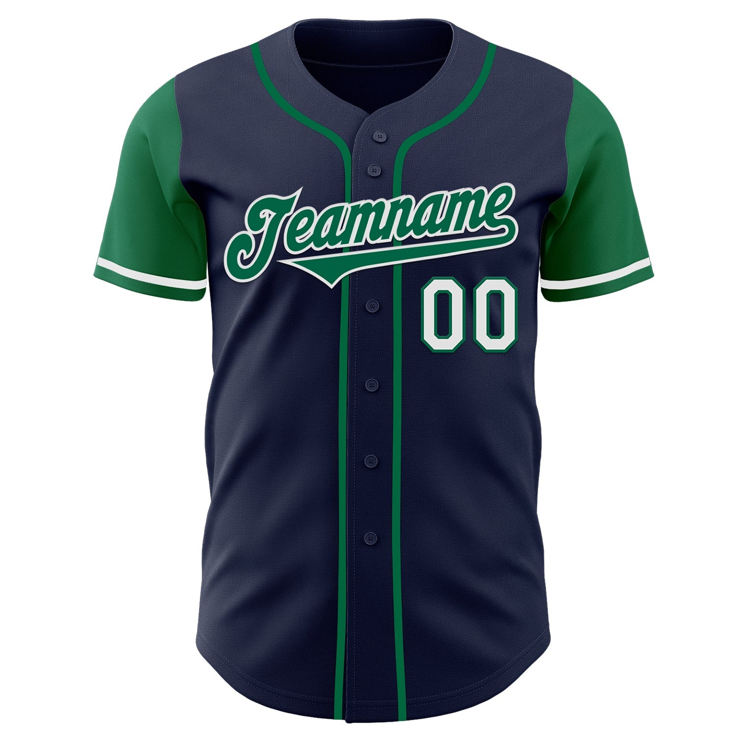 Custom Navy Kelly Green-White Authentic Two Tone Baseball Jersey view 2