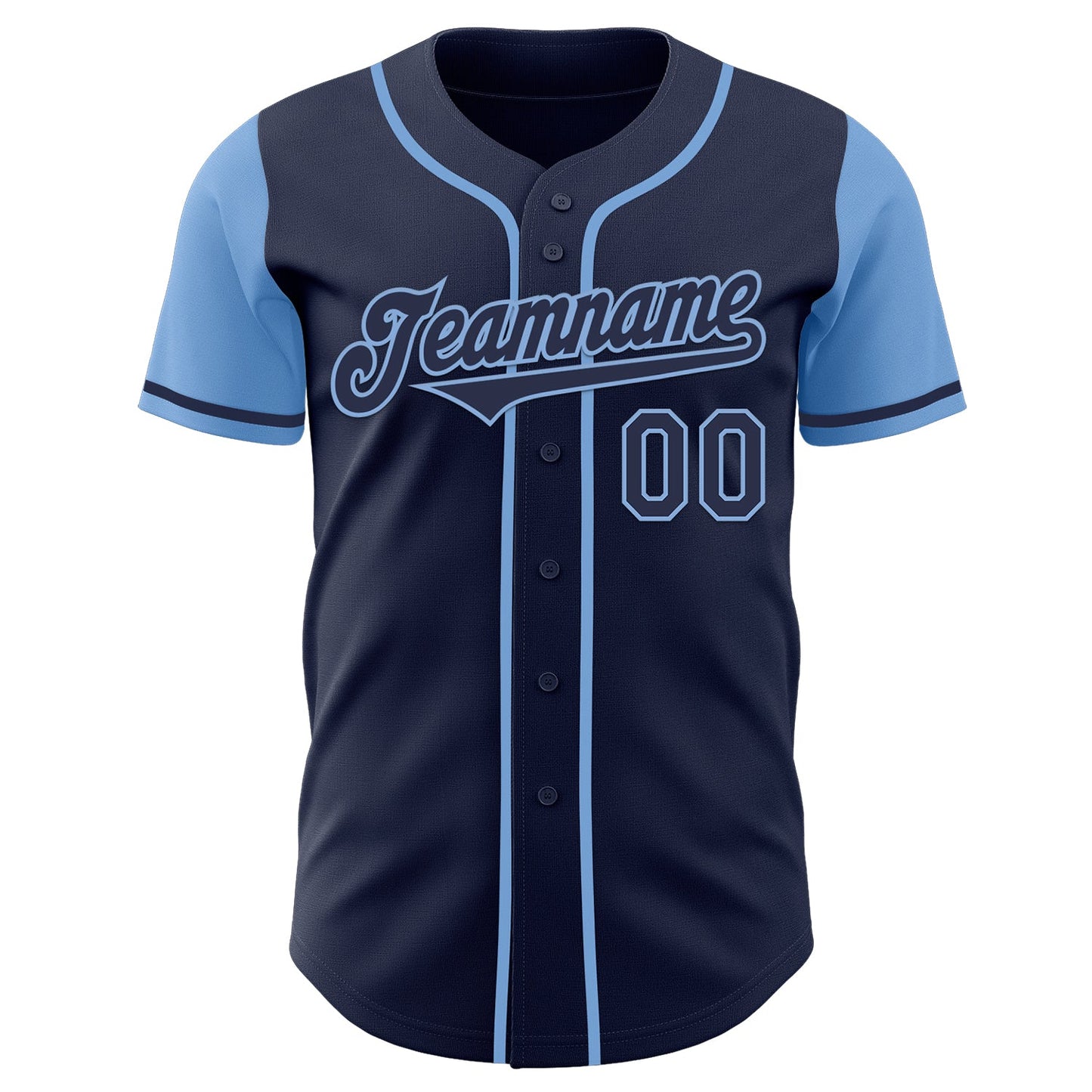 Custom Navy Light Blue Authentic Two Tone Baseball Jersey view 2
