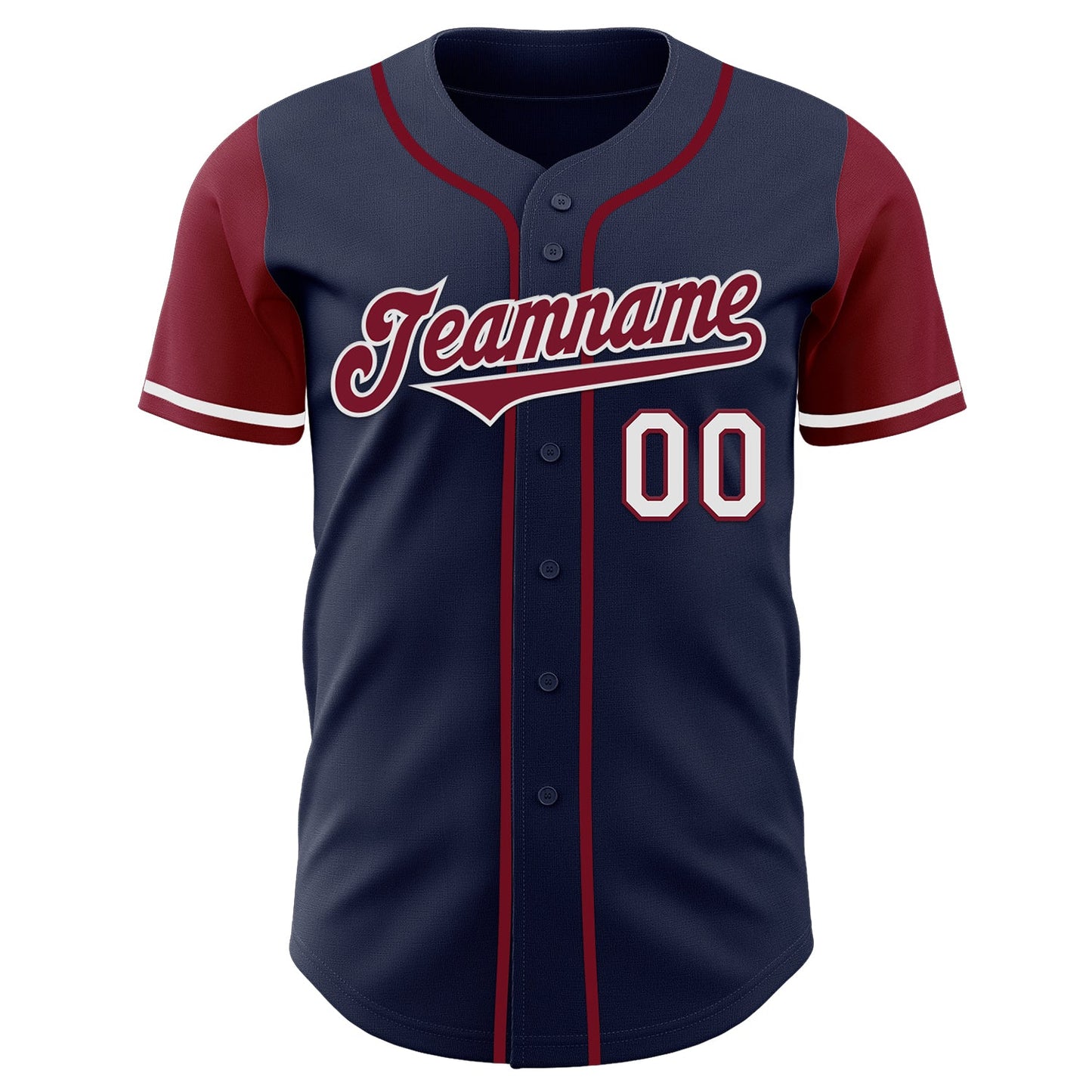 Custom Navy Crimson-White Authentic Two Tone Baseball Jersey view 2