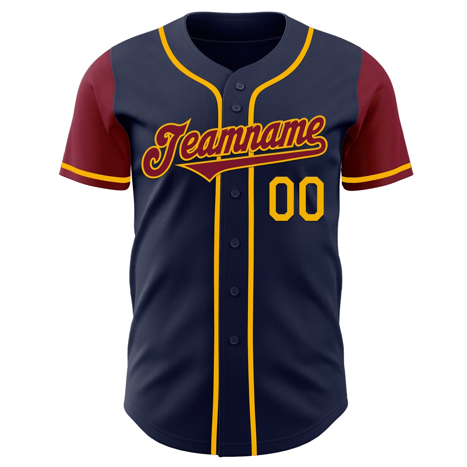 Custom Navy Crimson-Gold Authentic Two Tone Baseball Jersey view 2