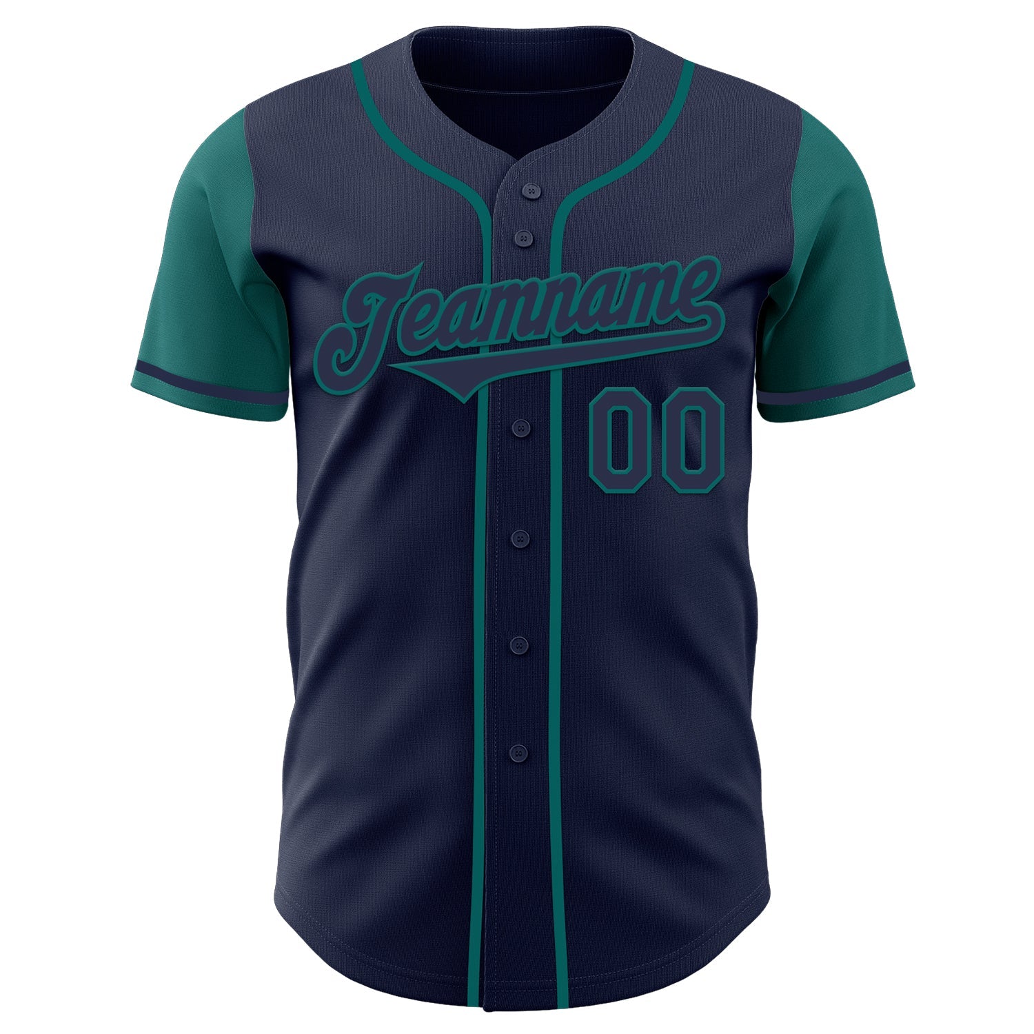 Custom Navy Teal Authentic Two Tone Baseball Jersey view 2