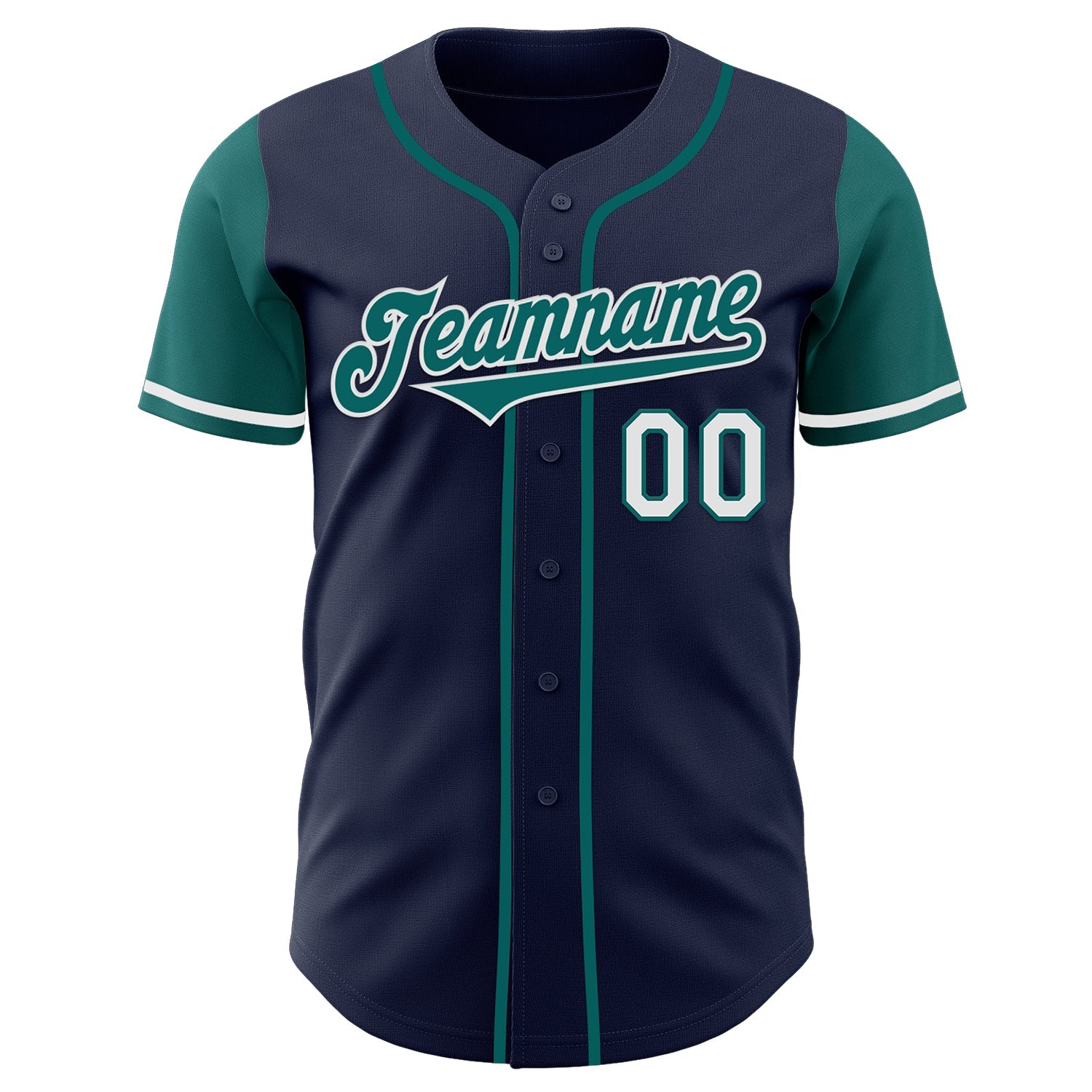 Custom Navy Teal-White Authentic Two Tone Baseball Jersey view 2