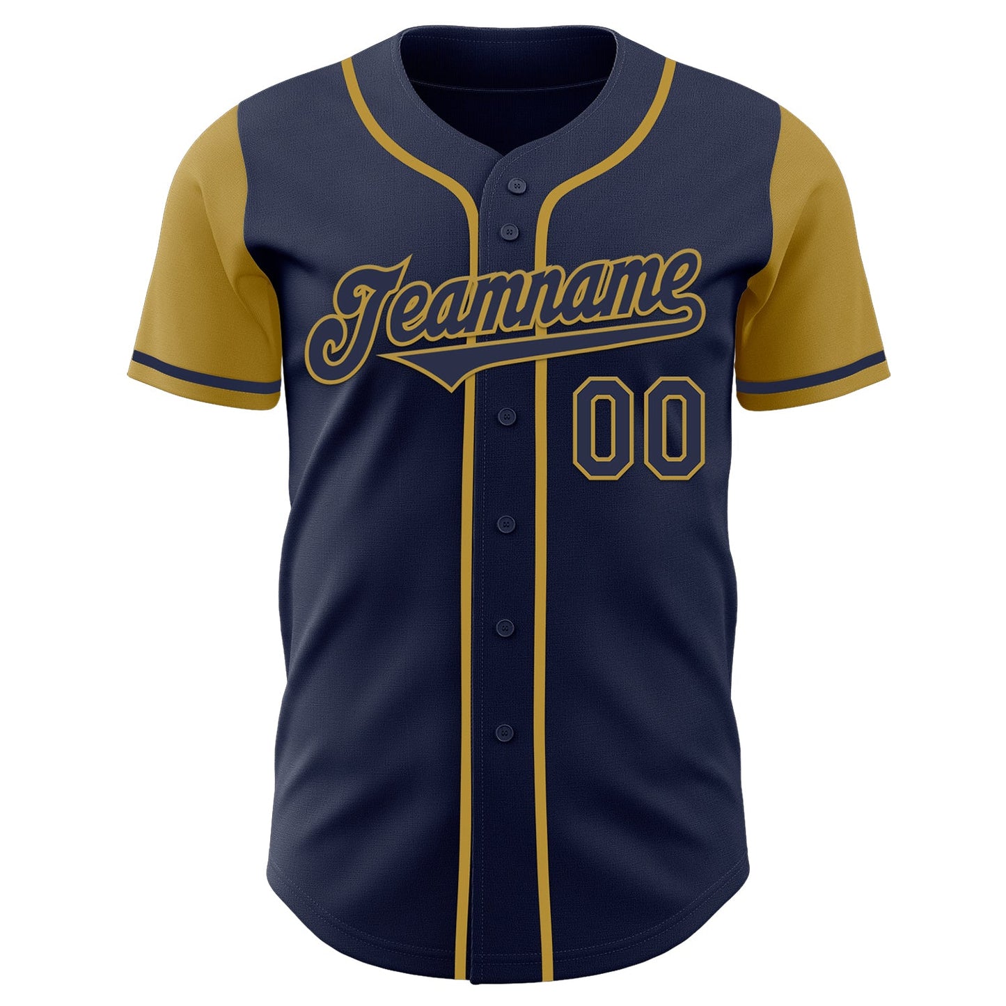 Custom Navy Old Gold Authentic Two Tone Baseball Jersey view 2