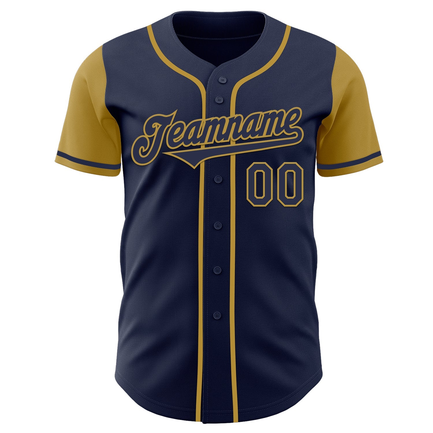 Custom Navy Old Gold Authentic Two Tone Baseball Jersey view 2