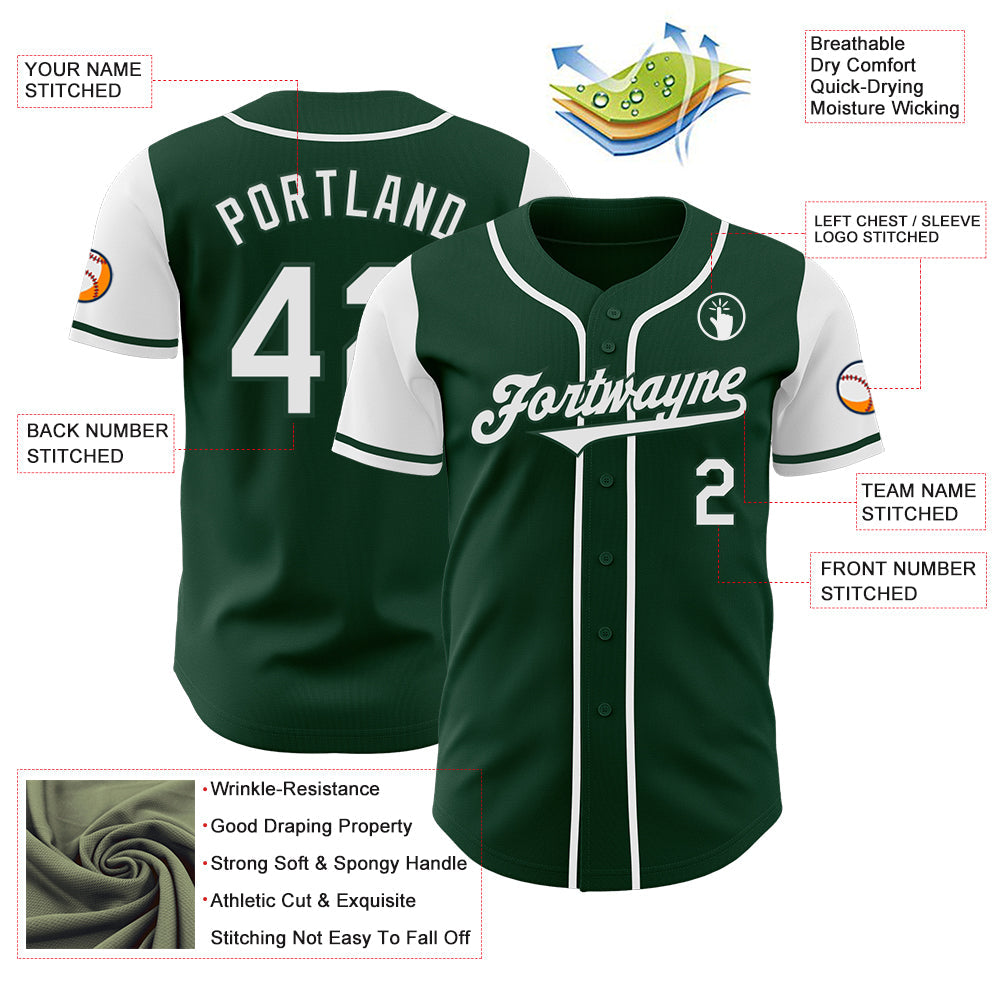 Custom Green White Authentic Two Tone Baseball Jersey view 3