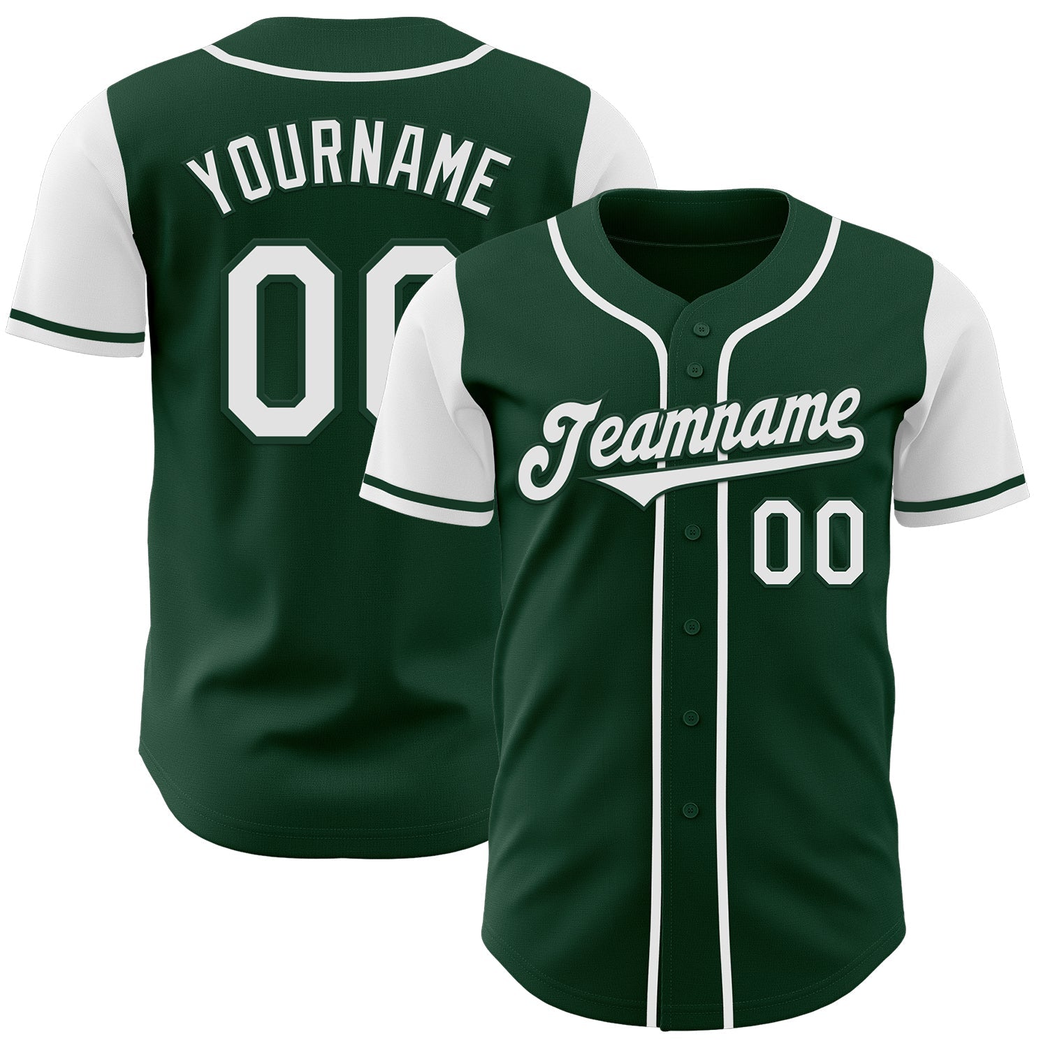 Custom Green White Authentic Two Tone Baseball Jersey - Main View