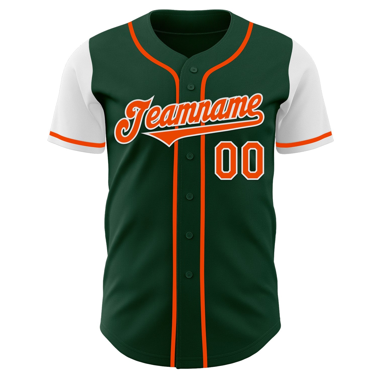 Custom Green Orange-White Authentic Two Tone Baseball Jersey view 2