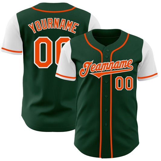 Custom Green Orange-White Authentic Two Tone Baseball Jersey - Main View
