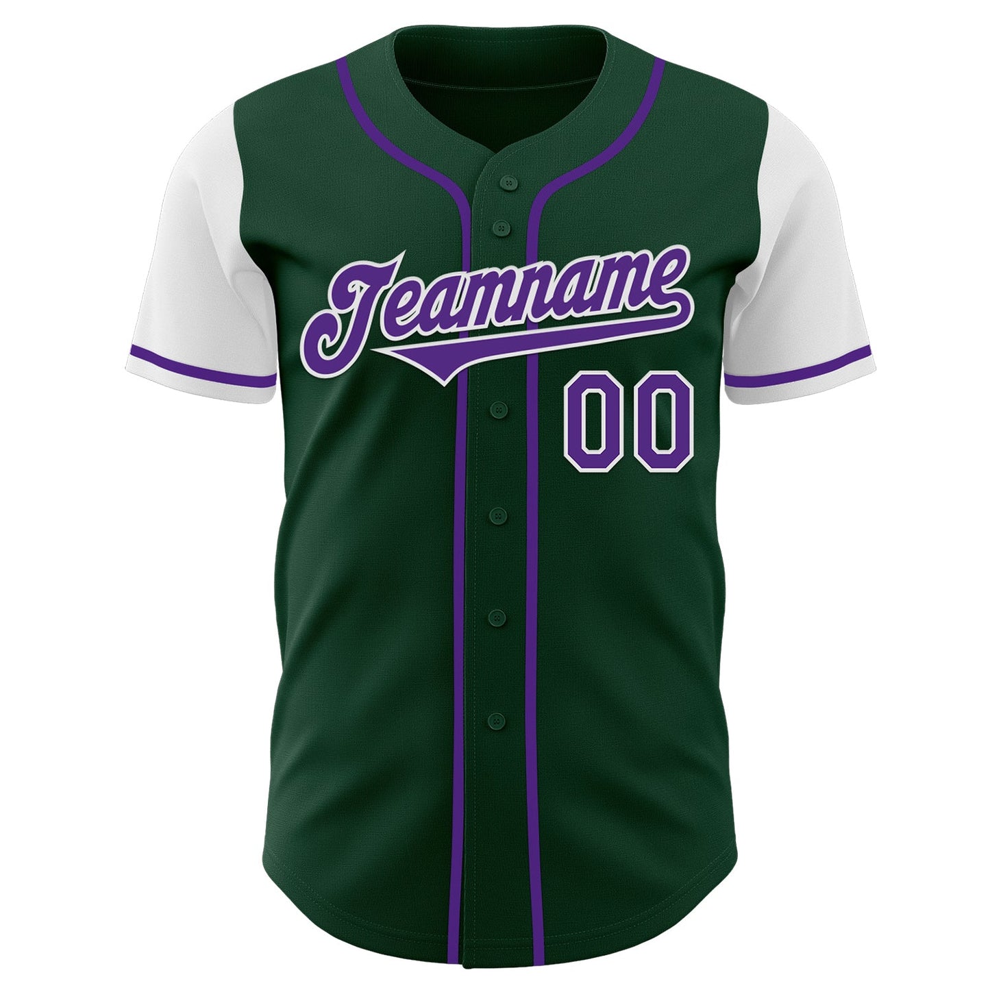 Custom Green Purple-White Authentic Two Tone Baseball Jersey view 2
