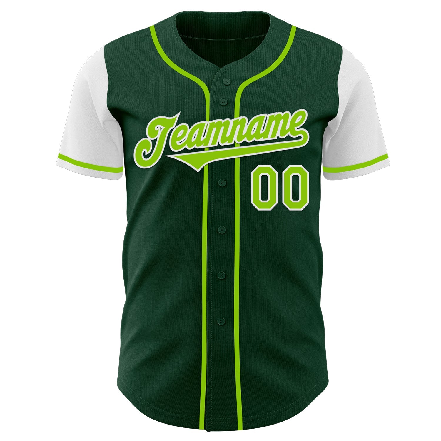 Custom Green Neon Green-White Authentic Two Tone Baseball Jersey view 2