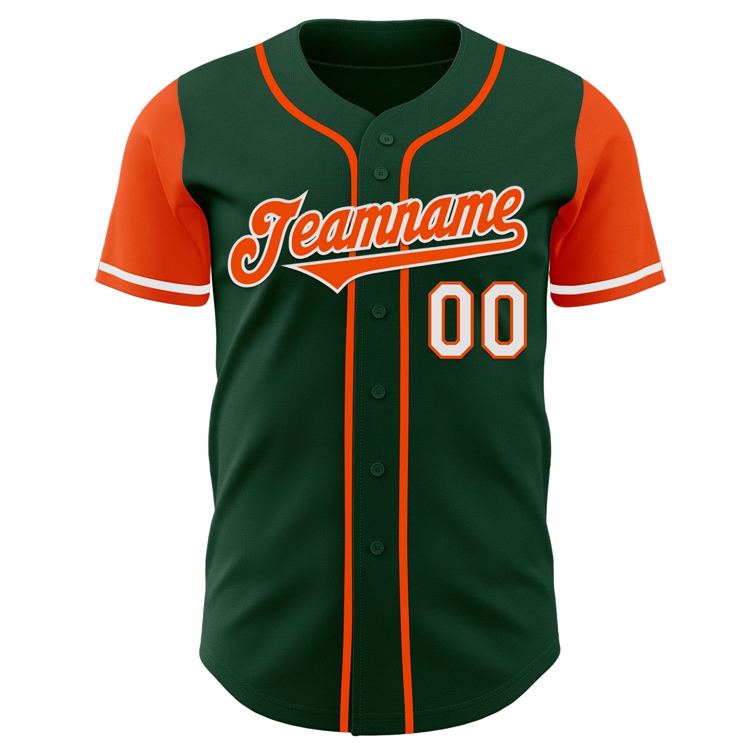 Custom Green Orange-White Authentic Two Tone Baseball Jersey view 2