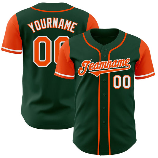 Custom Green Orange-White Authentic Two Tone Baseball Jersey - Main View