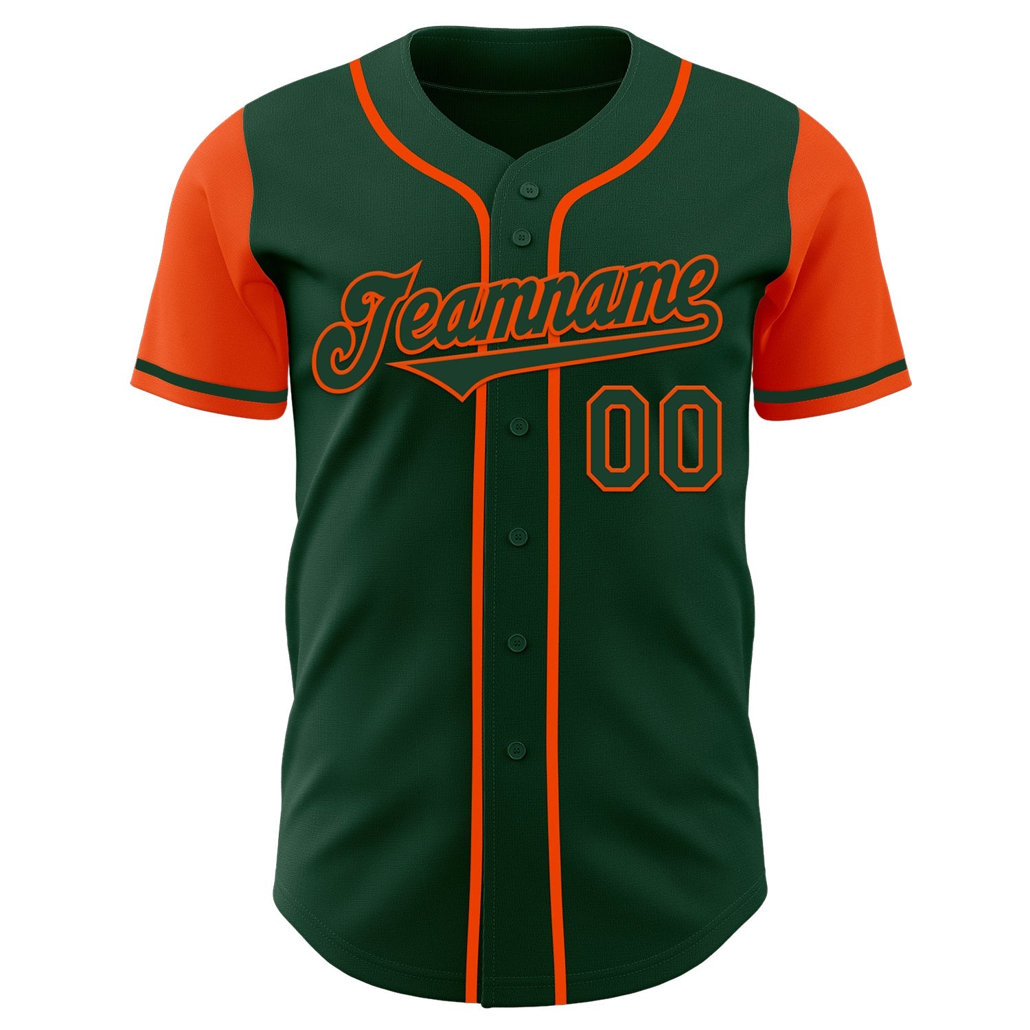 Custom Green Orange Authentic Two Tone Baseball Jersey view 2