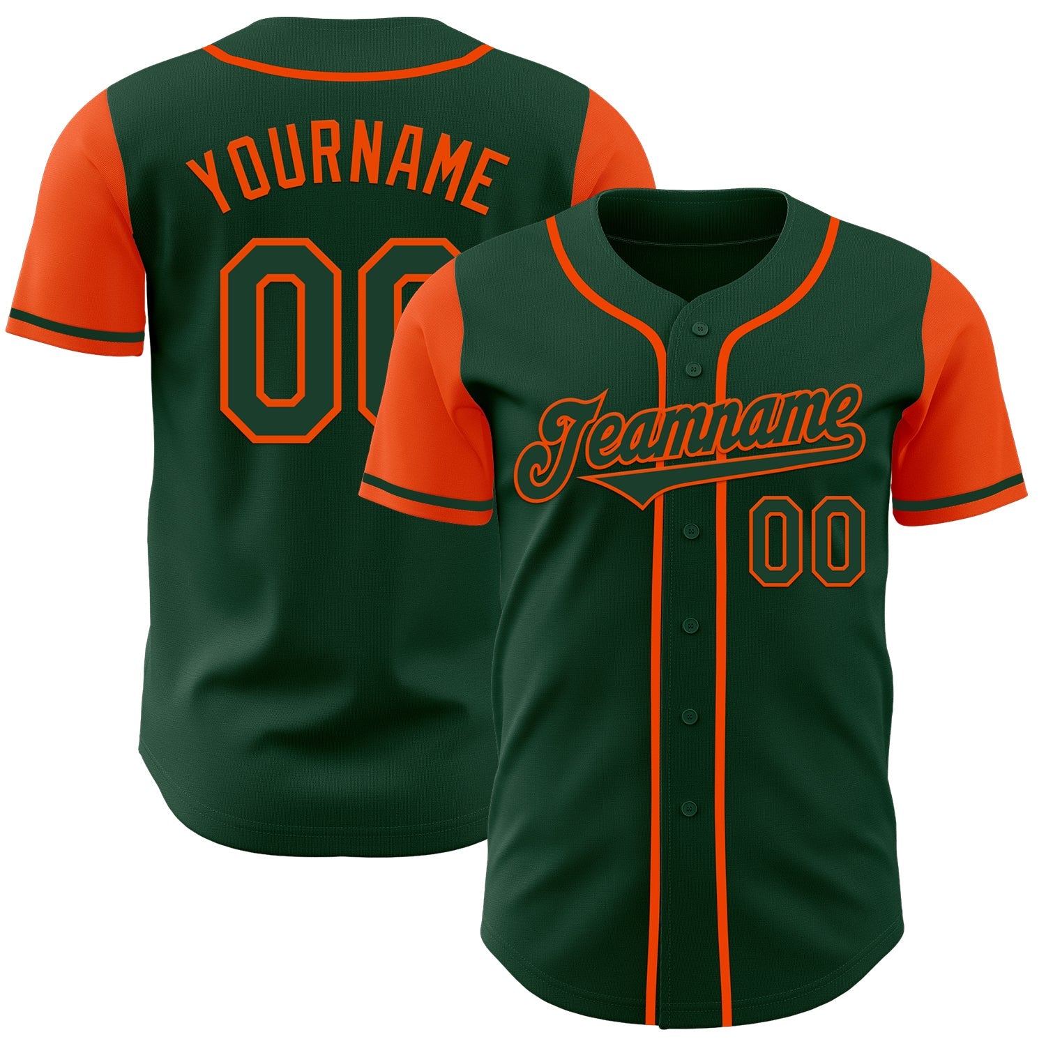 Custom Green Orange Authentic Two Tone Baseball Jersey - Main View