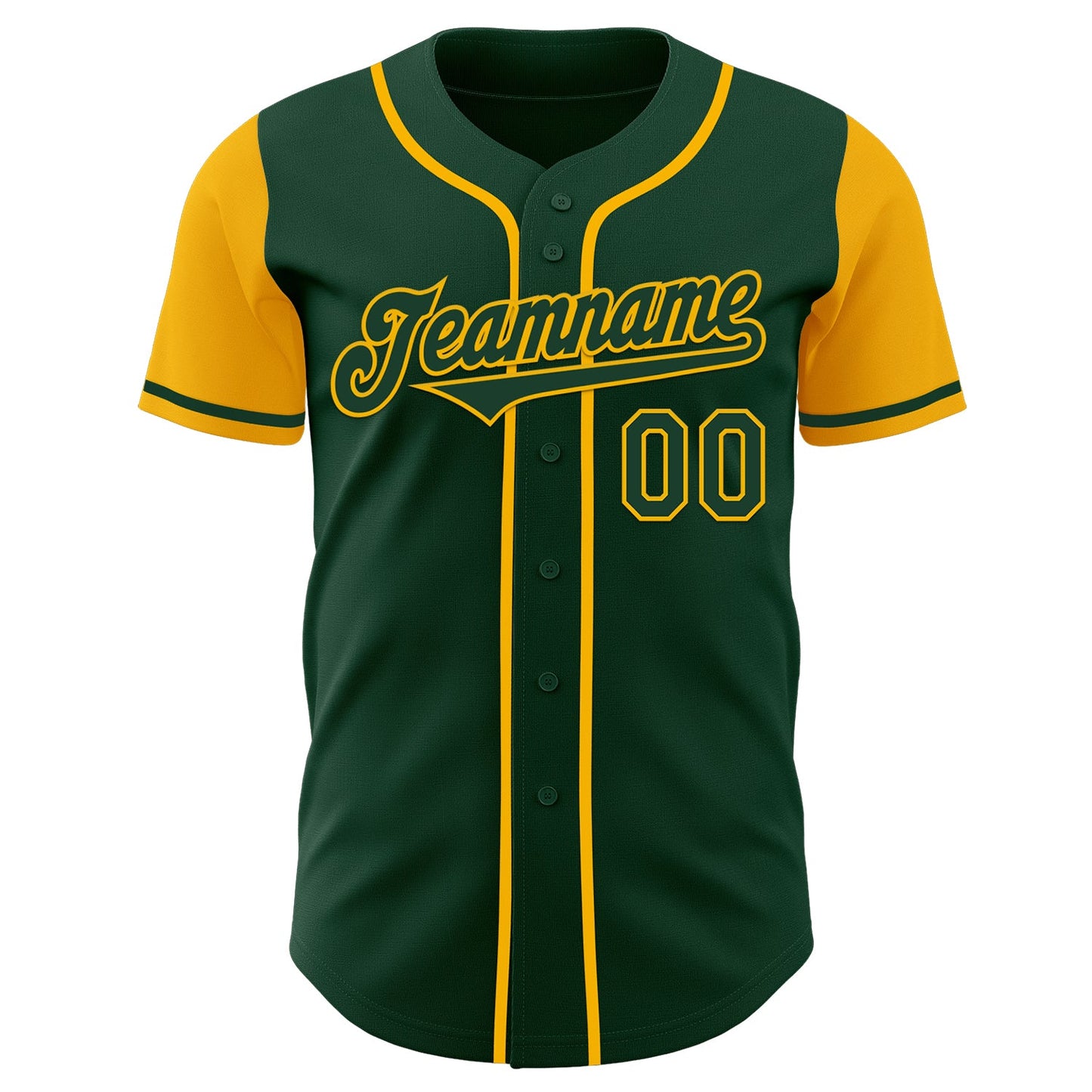 Custom Green Gold Authentic Two Tone Baseball Jersey view 2