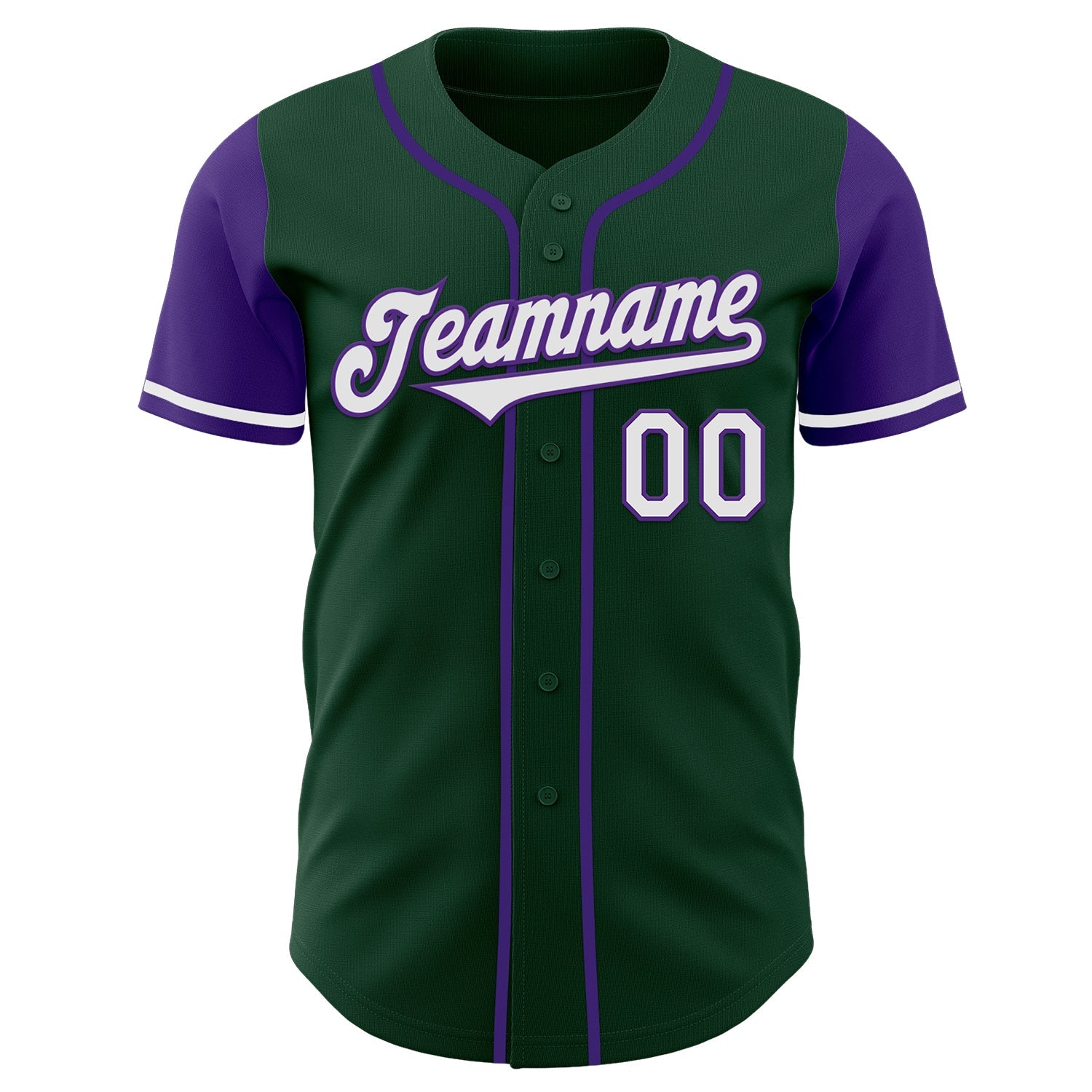 Custom Green White-Purple Authentic Two Tone Baseball Jersey view 2